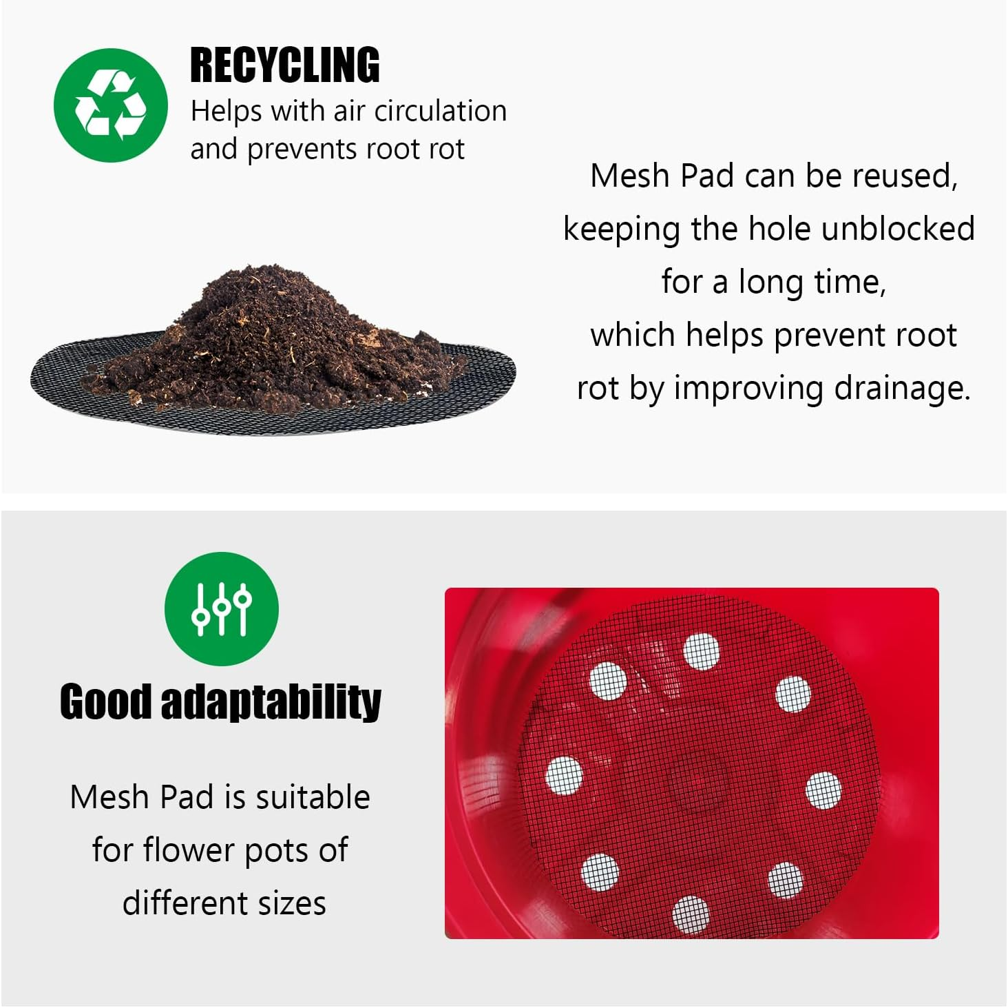 200 Pack 68MM, 2.7 Inch round Mesh Nets for Block Soil Leaking of 4 Inch Nursery Pots(Or Other Pots Bottom around 2.7") image number 4