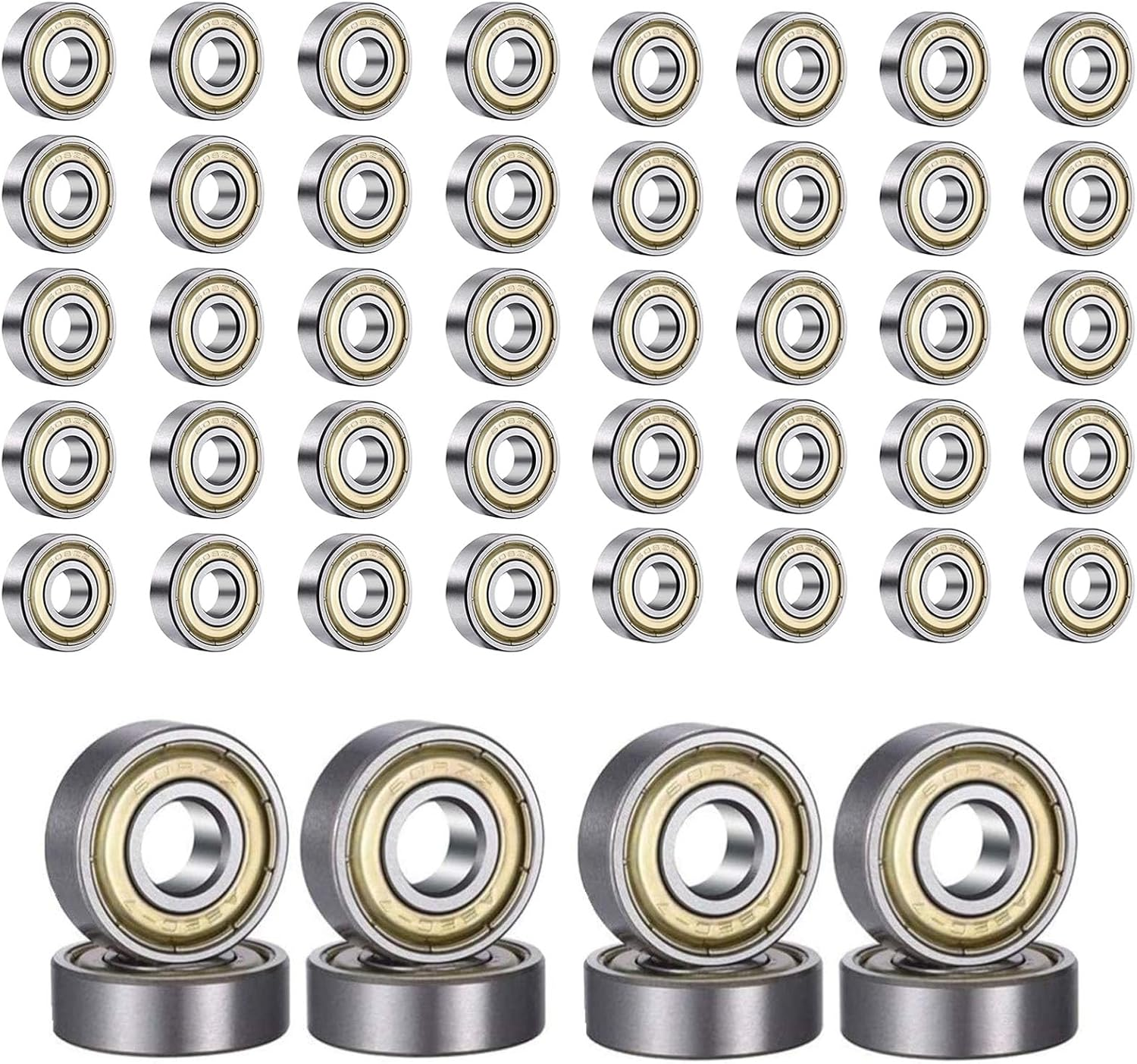 608 ZZ Ball Bearings 40 Pcs Metal Ball Bearings Double Shielded Miniature Groove Ball Bearings Carbon Steel Bearings for Skateboard Roller Inline Skates image number 4