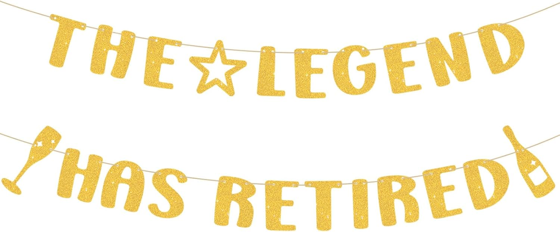 The Legend Has Retired Banner, Glitter Retirement Party Banner Retirement Garland Retirement Decorations Supplies Gifts for Men & Women (Golden)
