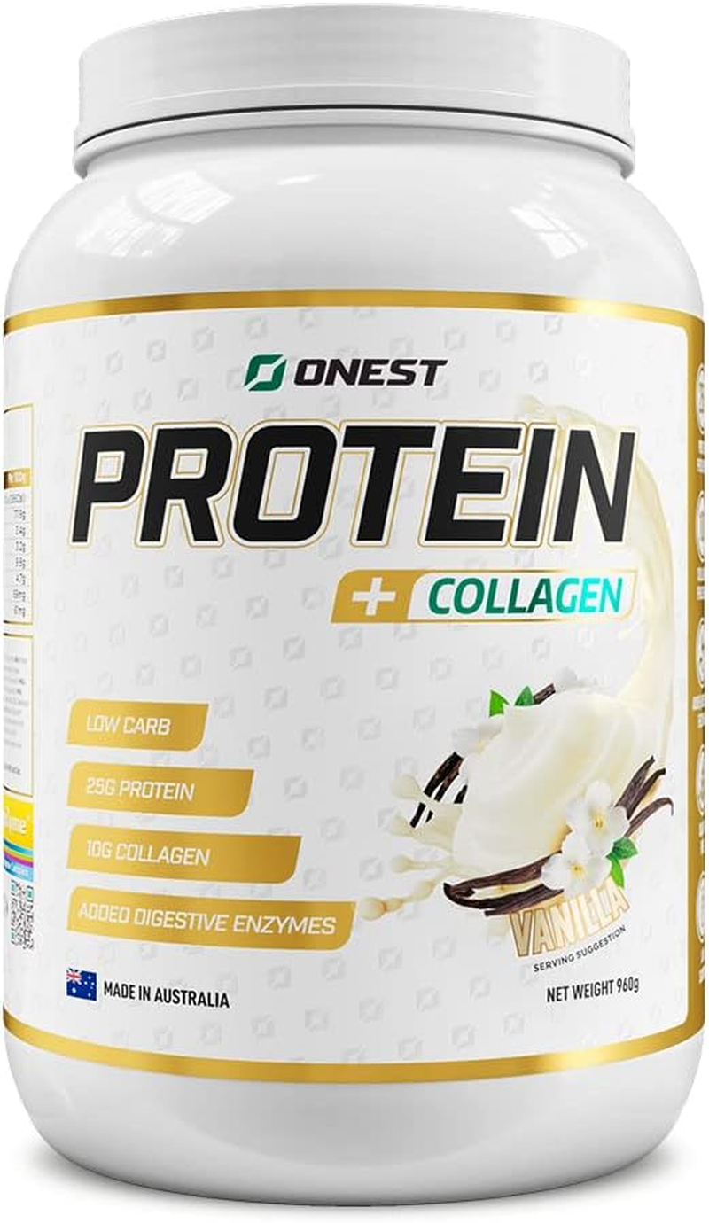 ONEST Collagen Infused Whey Protein Powder 960G &ndash; 30 Servings Easy-To-Digest Collagen Powder to Build & Maintain Muscle &ndash; 25 Grams Protein & 10 Grams Collagen for Protein Drink (Vanilla) image number 4