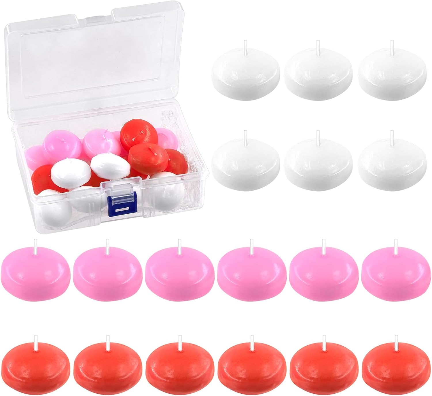 18Pcs Colorful Floating Disc Candles Set Unscented Float Candle Dripless Wax Burning Floating Candles Flameless Floating Candles for Wedding Party Anniversaries Home Decoration