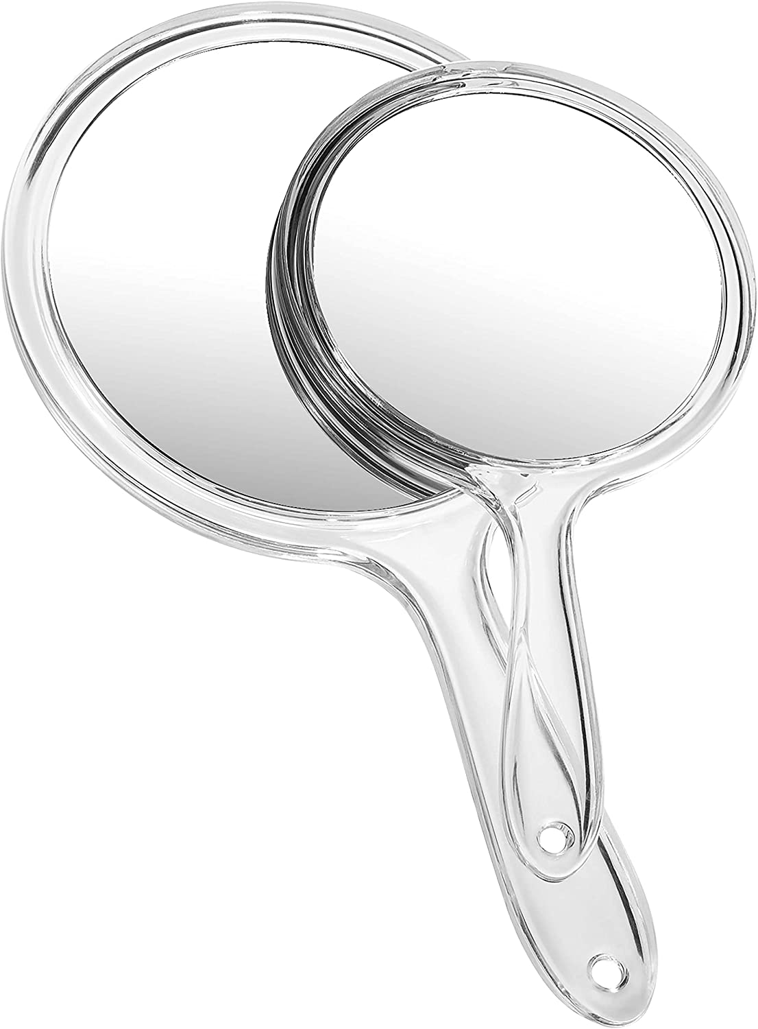 OMIRO Hand Mirror, Double-Sided Handheld Mirror 1X/3X Magnifying Mirror with Handle, Set of 2 (Clear) image number 4