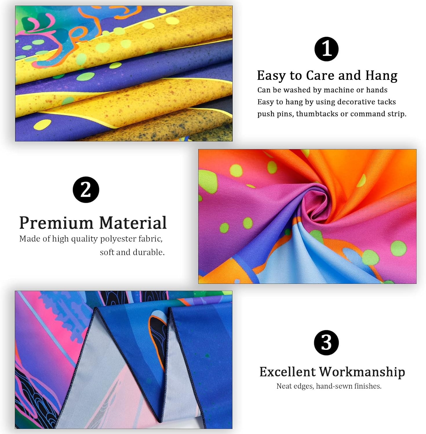 Blacklight Tapestry Great Wave Tapestry UV Reactive Japanese Kanagawa Sunset Tapestry Vintage Ocean Wave Octopus Tapestry Wall Hanging for Bedroom Backdrop image number 2