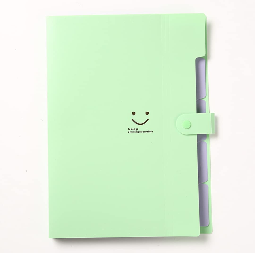 A4 Folder Plastic Folder Insert Storage Bag Storage File Organ Folder File Folder Waterproof File Bag Test Paper Bag Information Booklet 5 Grids 4 Packs (Grass Green + Blue + Light Pink + Purple) image number 6