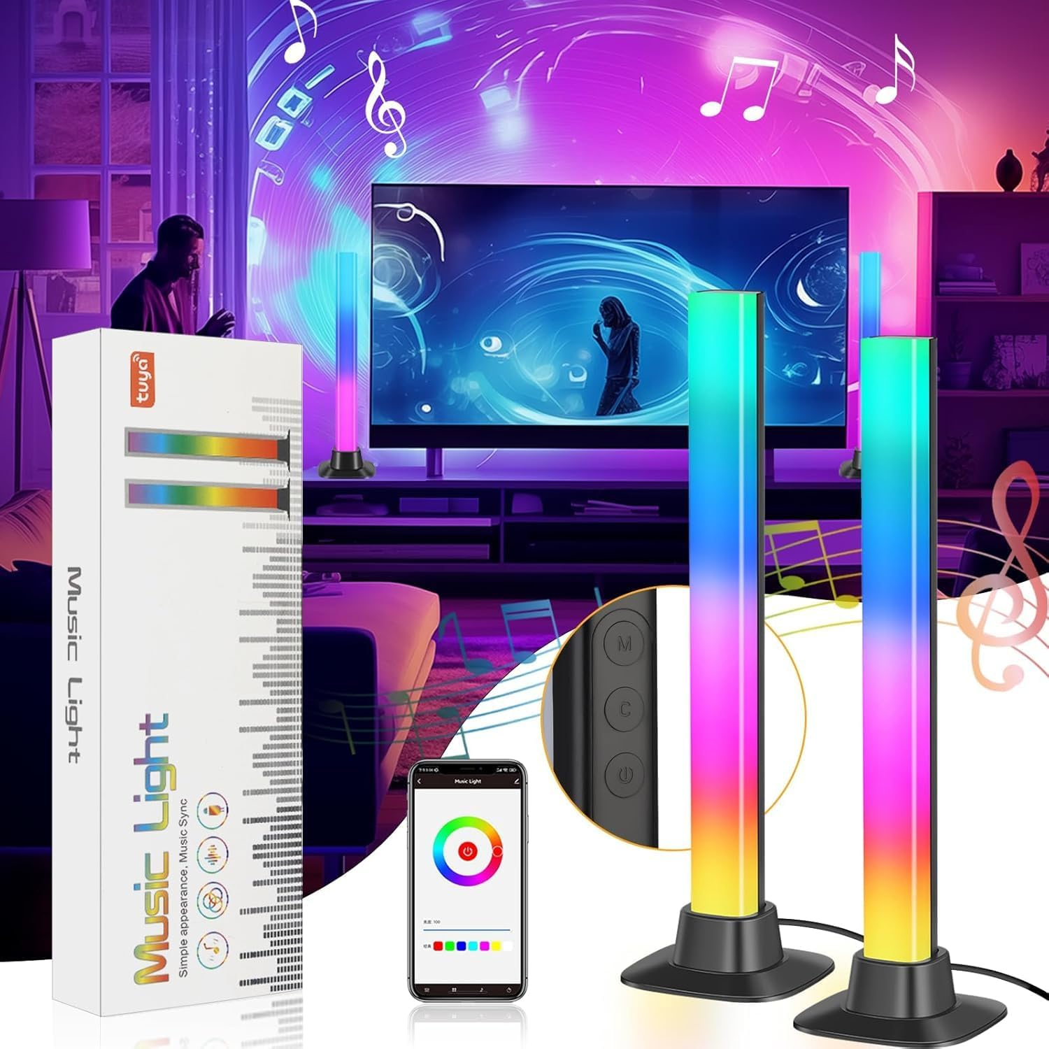 CHENBEN RGB Light Bars, LED Light Bars 2PCS 30CM 16 Million Colors,App Control and Voice Control,Timer,Scene and Music Modes,Smart Light Bar for Gaming PC Bedroom Accessories Computer Case,Party image number 6