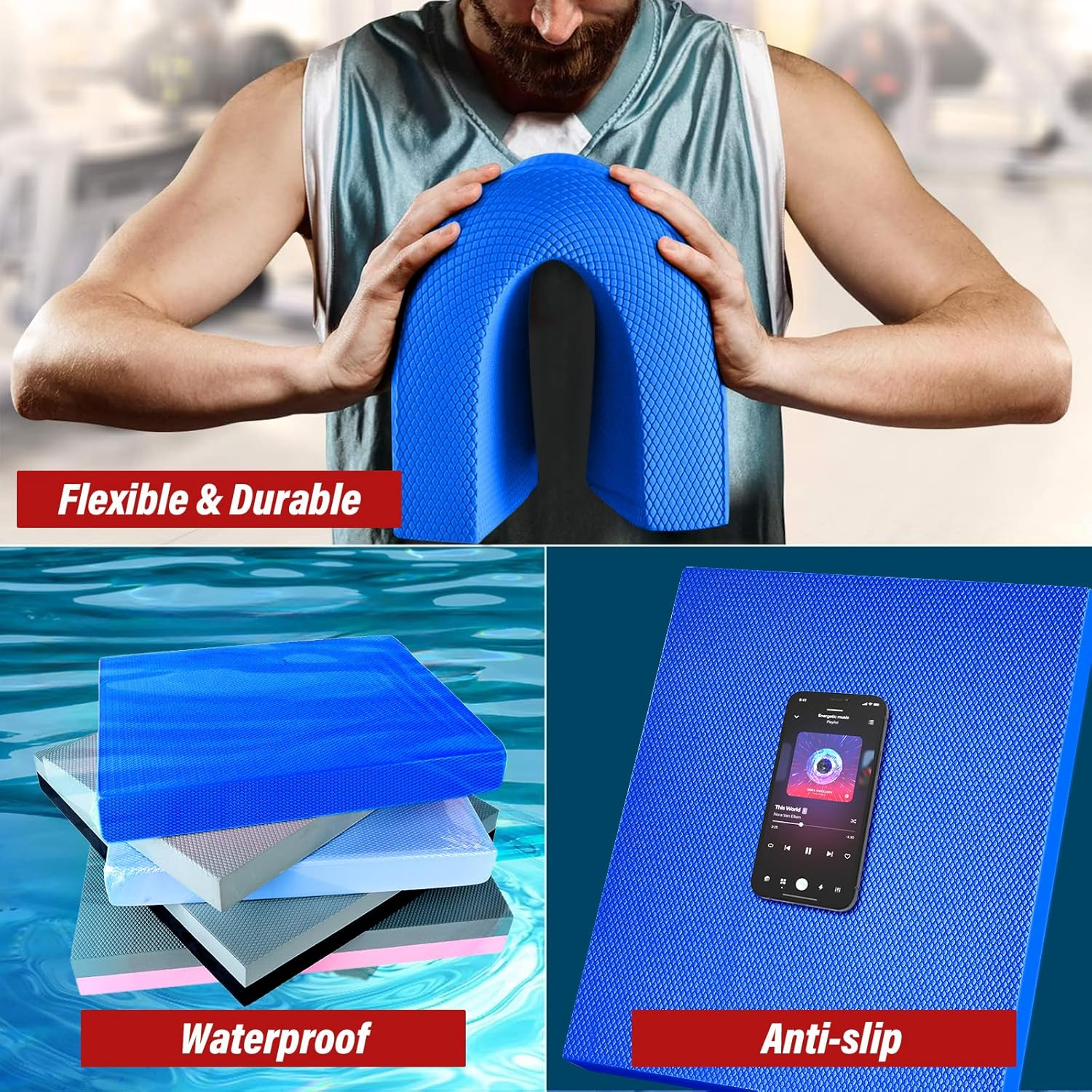 Balance Pad, Stability Trainer Pad,Exercise Mat for Workout,Non-Slip & Water-Resistant,Ultra-Soft TPE Foam Knee Cushion for Balance Training, Fitness, Physical Therapy,Yoga image number 1