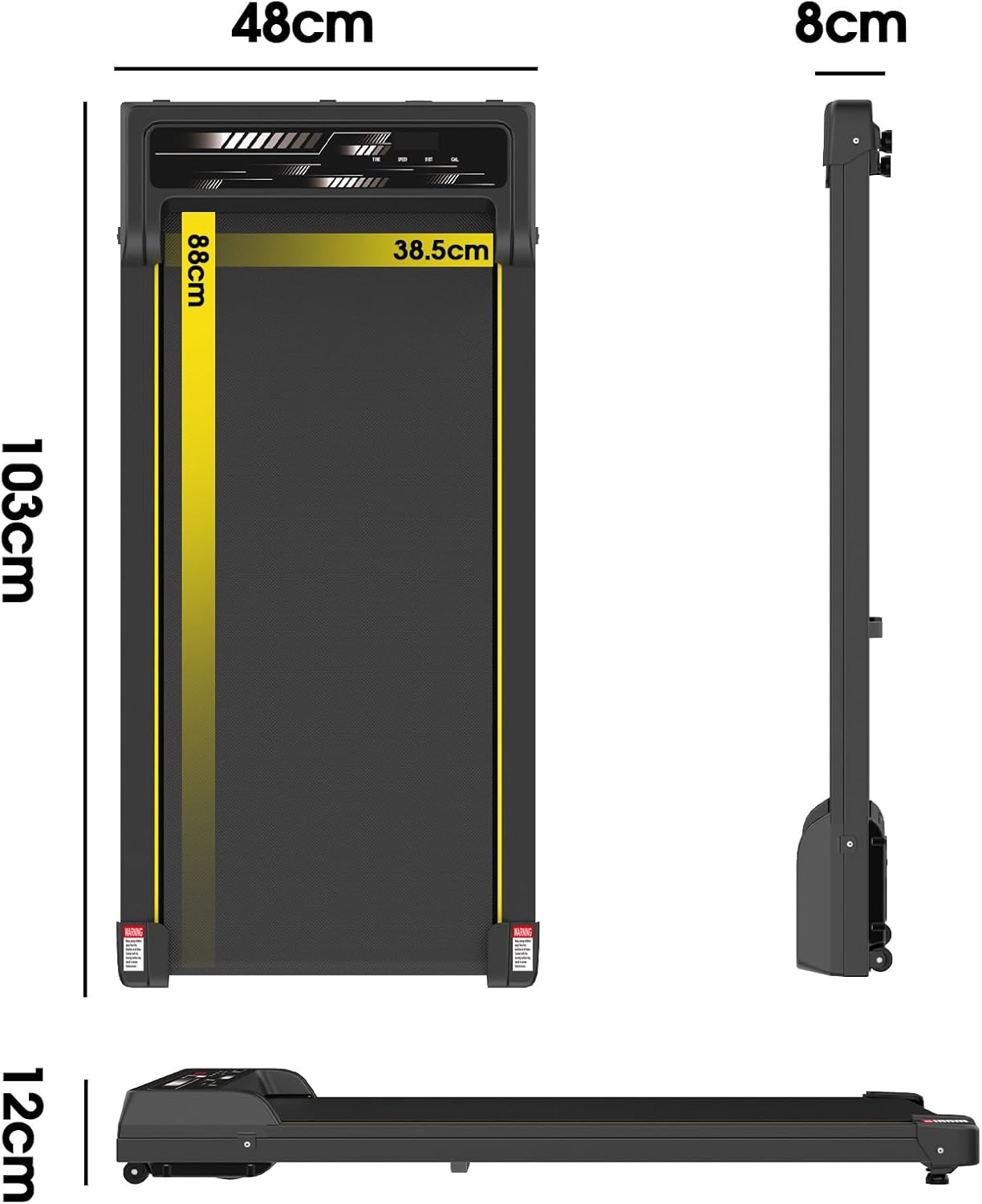 Under Desk Walking Pad, Portable Compact Walking Jogging Machine for Home Office Use, 1-8Km/H,Led Display,120Kg Capacity image number 2