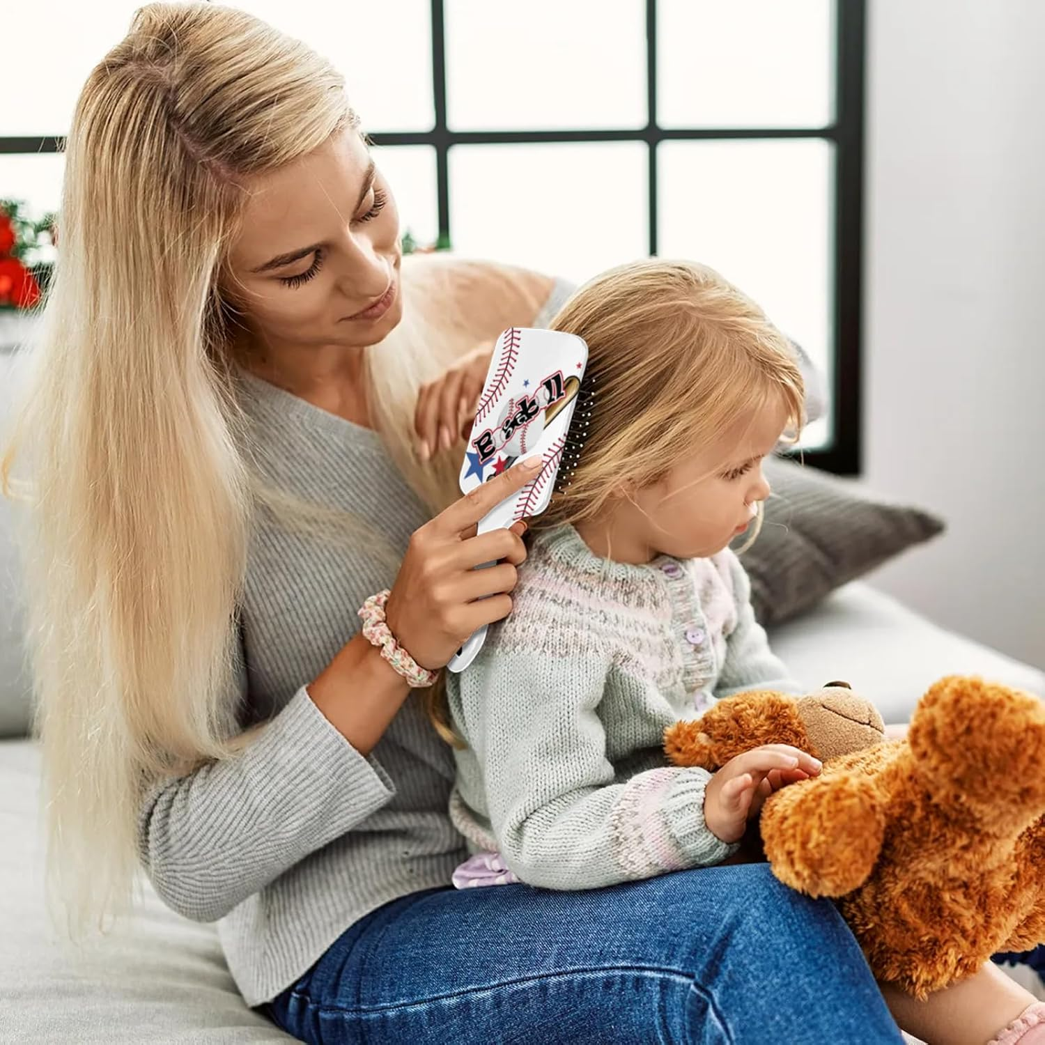 Kids Hair Brush for Boys Girls Toddler - Detangler Hairbrush for Wet Dry Thin Long Curly Hair Pain-Free Comb Glide through Tangles with Ease and Massage Scalp (Baseball) image number 1