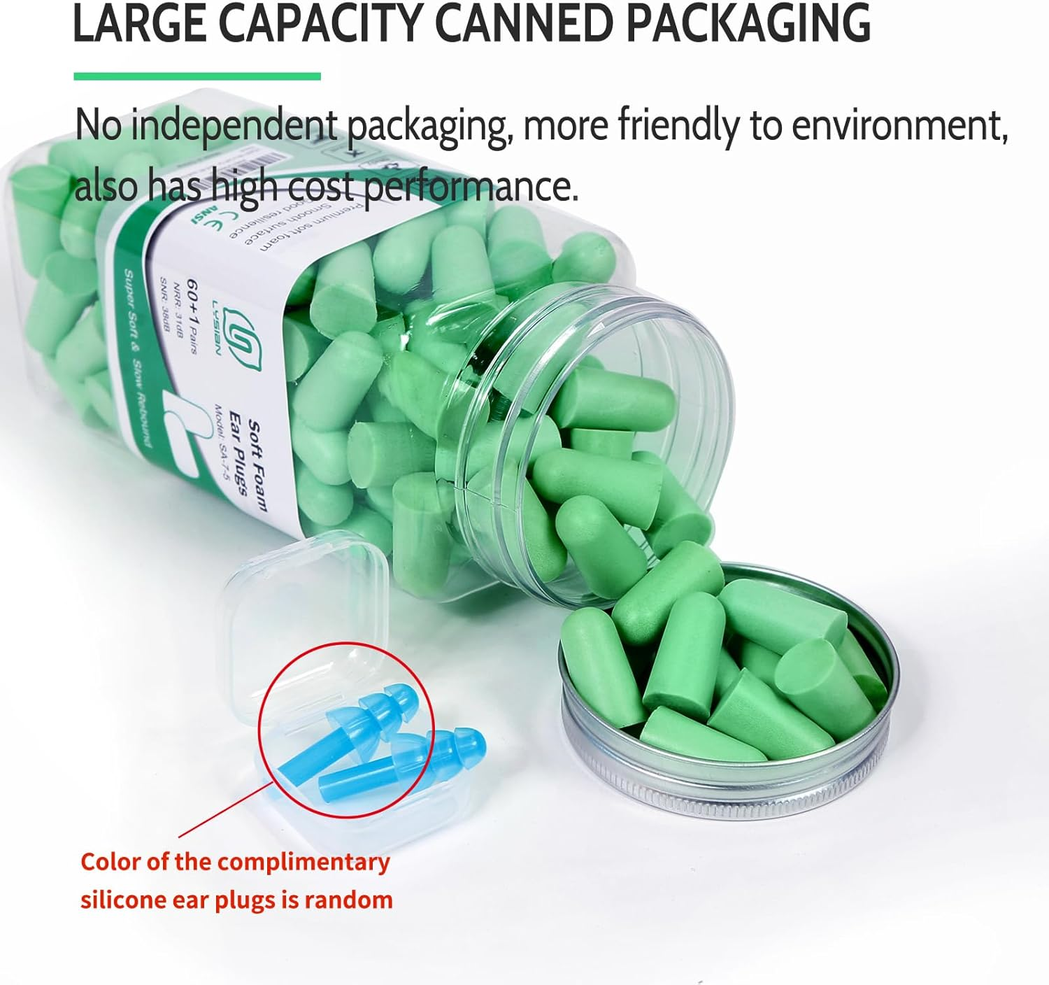 Lysian Earplugs Sleep Earplugs Noise Cancelling Ear Plug for Hearing Protection Snoring Sound Blocking 30Db Highest NRR 60 Pairs with 1 Pair Reusable Earplug image number 4