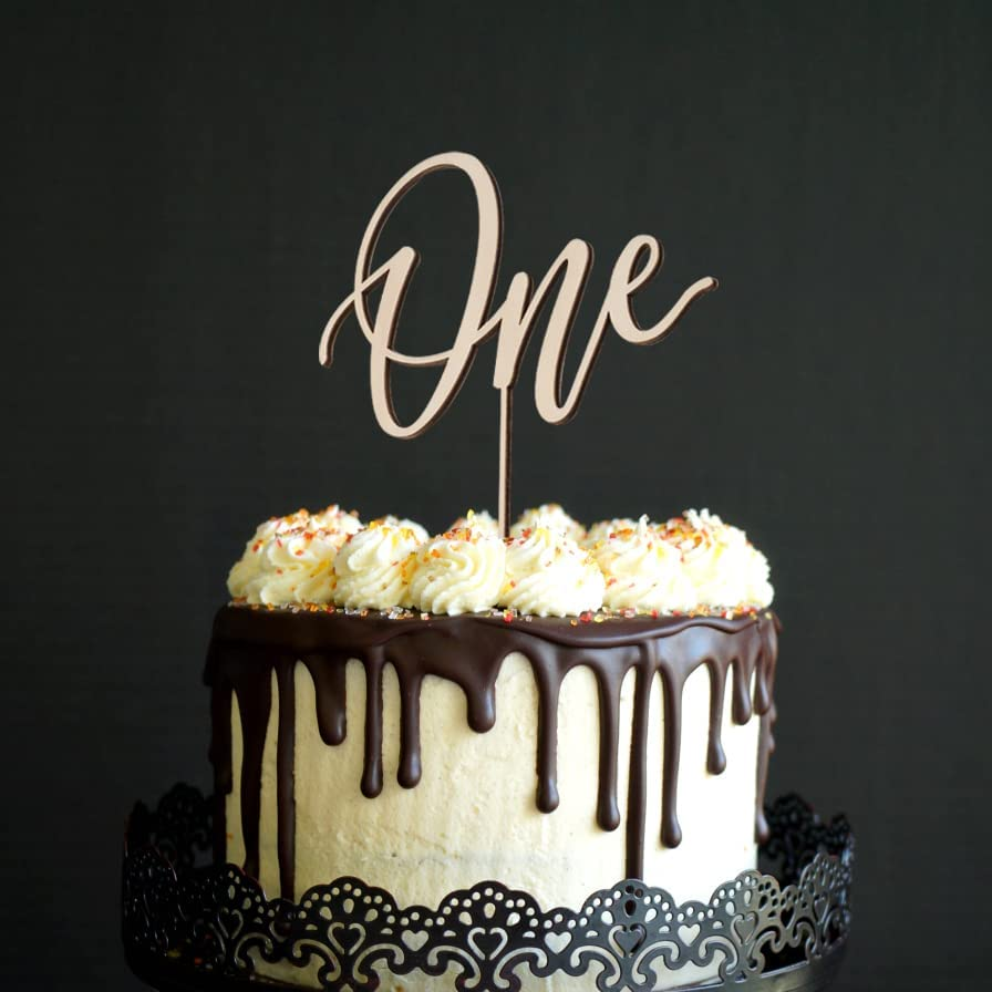 First Birthday Smash Cake Topper - 1St Birthday Wooden Topper for Photo Booth, Party Decoration image number 3