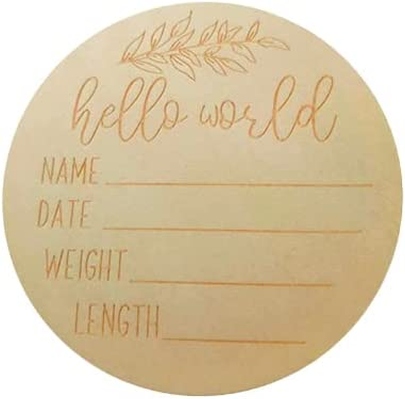 AIMALL 1X Hello World Baby Birth Announcement Wooden Plaque, 3.9 X 0.12 Inch Introducing Name Card for Newborns, Photography Prop for Baby Birth Details, Pregnancy Keepsake image number 3