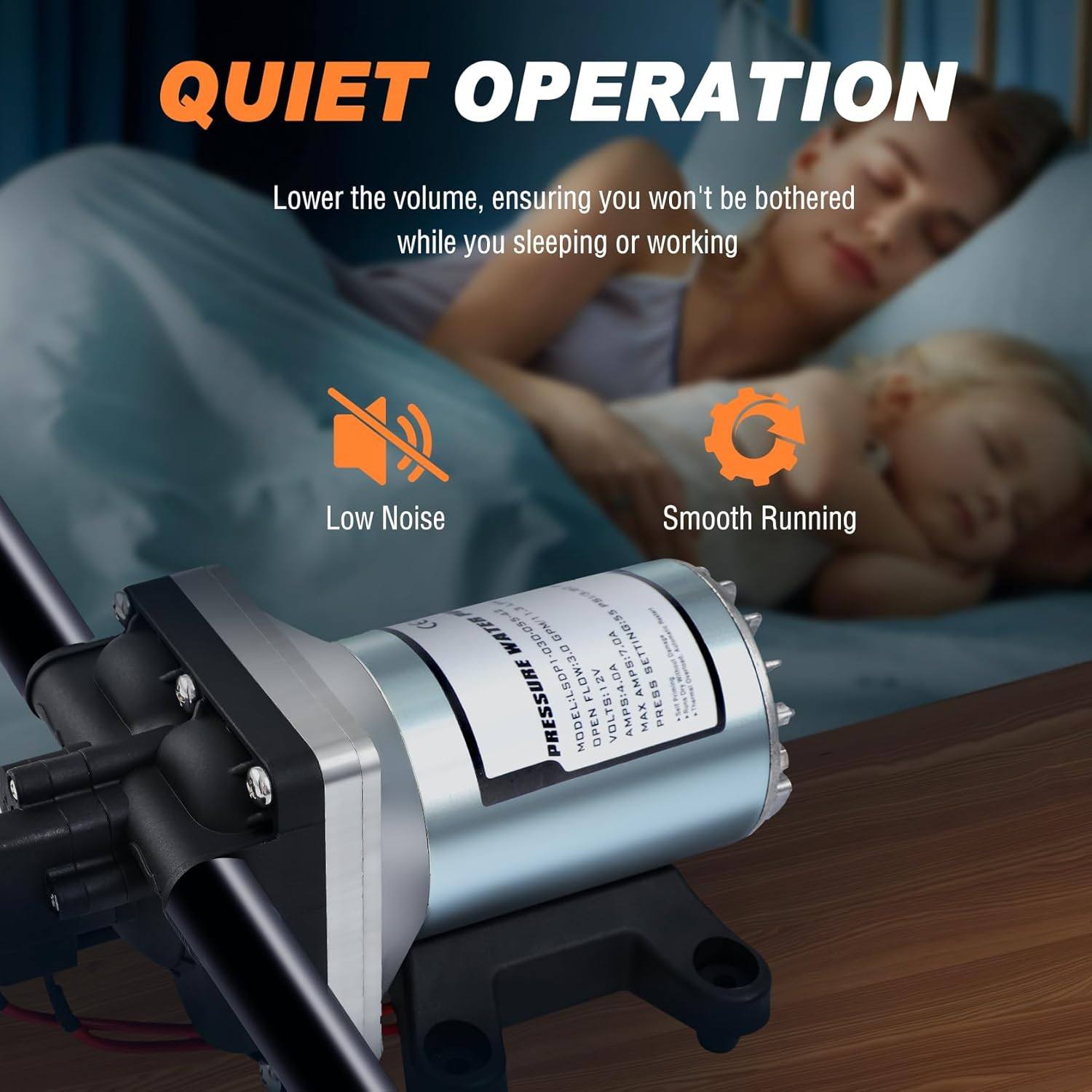 Upgraded 12V Water Pump High Pressure Fast Self Priming 11.3L with Auto Switch for RV Caravan Boat image number 6