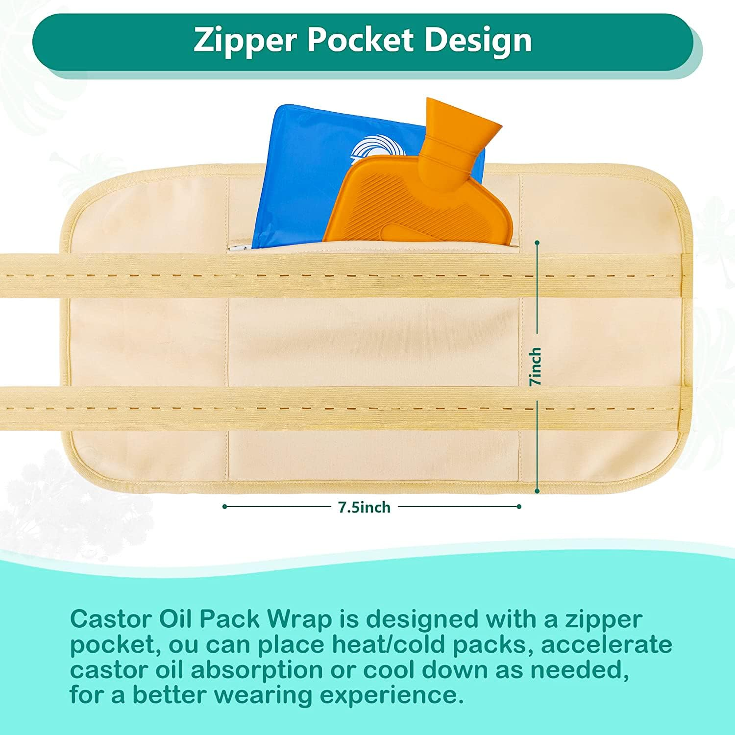 Castor Oil Pack Wrap,1Pc Castor Oil Pack Compress Reusable Castoroil Pack Wrap,Reusable Castor Oil Pack,Castor Oil Pack for Liver,Castoroil Pack Wrap,Castor Oil Packs for Liver Detox image number 6