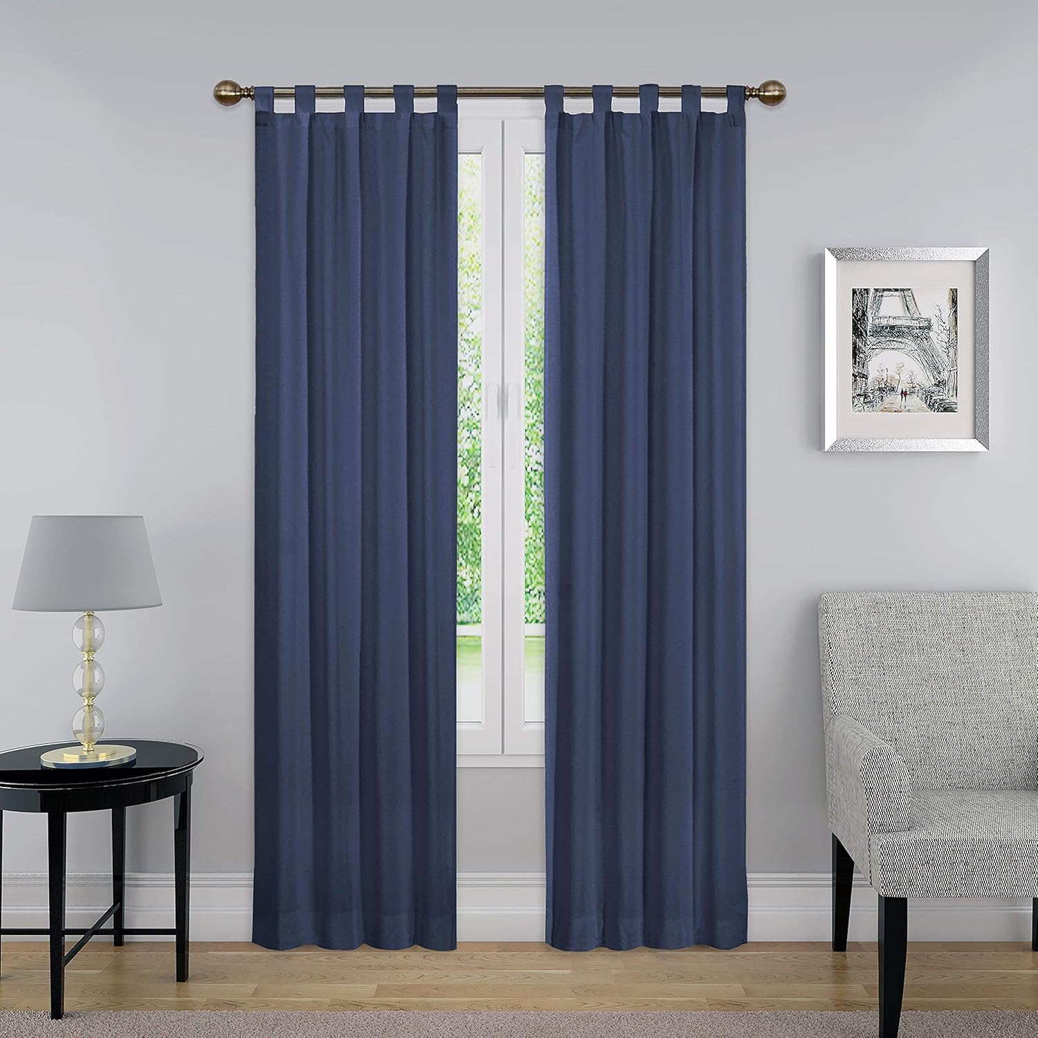 PAIRS to GO Montana Modern Decorative Tab Top Window Curtains for Bedroom or Living Room (2 Panels), 30" X 95", Grey image number 2