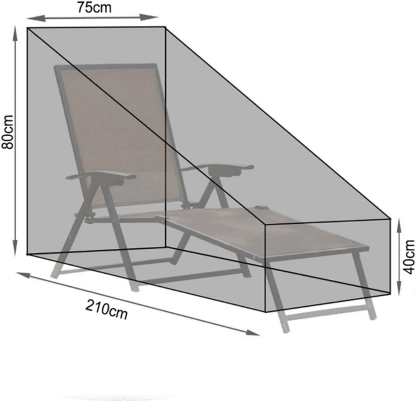 Sagasave Sun Lounger Cover - Waterproof, Heavy Duty, Windproof, Anti-Uv - Oxford Fabric Garden Furniture Cover (210X75X40X80Cm) image number 2