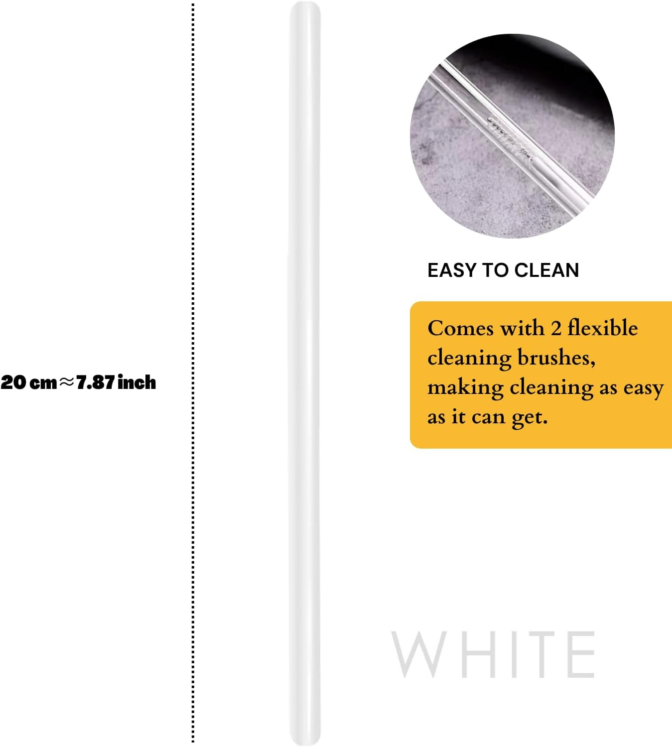 6 Pack Reusable Glass Drinking Straws Smoothie Straws for Milkshakes Frozen Drinks Smoothies Iced Tea Environmentally Friendly 0.8 * 20Cm (Transparent) - Transparent image number 6