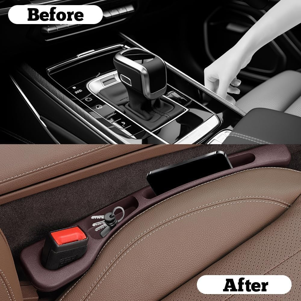 Car Seat Gap Filler and Organizer, 2PCS Mounted Gap Leak-Proof Filling Strip, Anti-Drop Crevice Filler to Prevent Items from Falling between Seats for Suvs for Vans Black image number 1