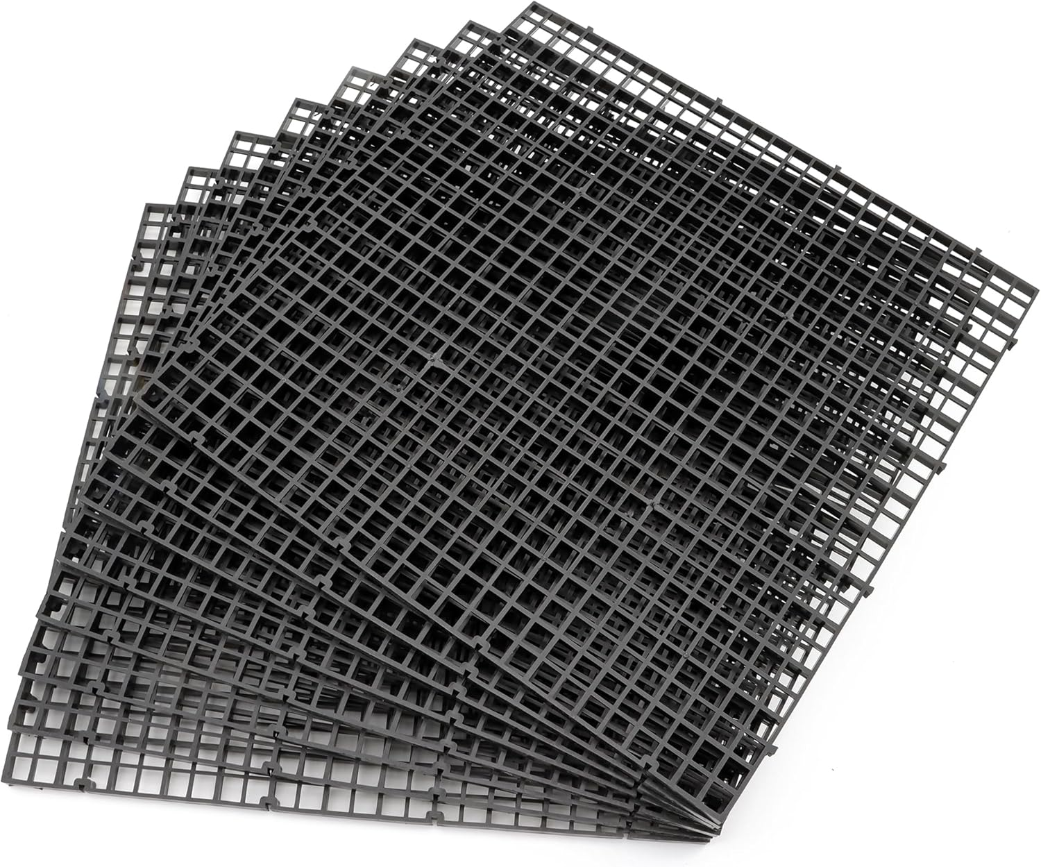 Aquarium Fish Tank Bottom Isolation 8 Pcs, Plastic Egg Crate Grid Divider Tray Egg (L 8Pcs Black) image number 2