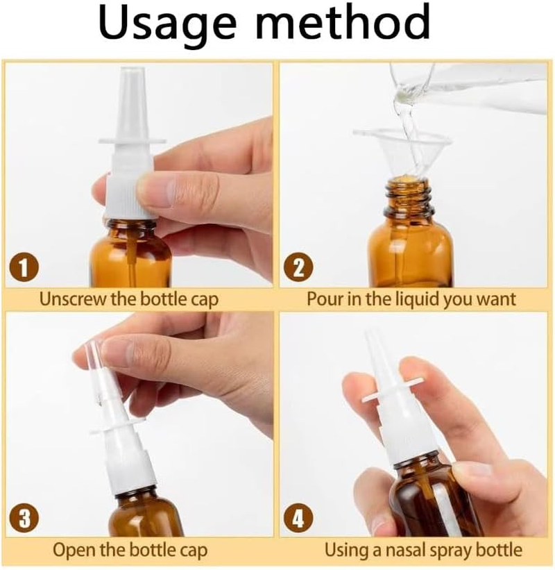 WADY 4Pcs 15Ml Amber Glass Nasal Spray Bottles with Fine Mist Nozzle &ndash; Refillable Empty Sprayer for Perfume, Makeup Water, Essential Oil & Nose Care image number 5