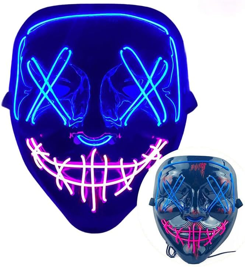 Costume Bay LED V Mask with Multiple Light Effects, Ideal for Parties, Festivals, Halloween, and Themed Events. Vibrant Colors and Glowing Effects That Make You Stand Out. - Left/Right - Green  Blue(Bgr) image number 6
