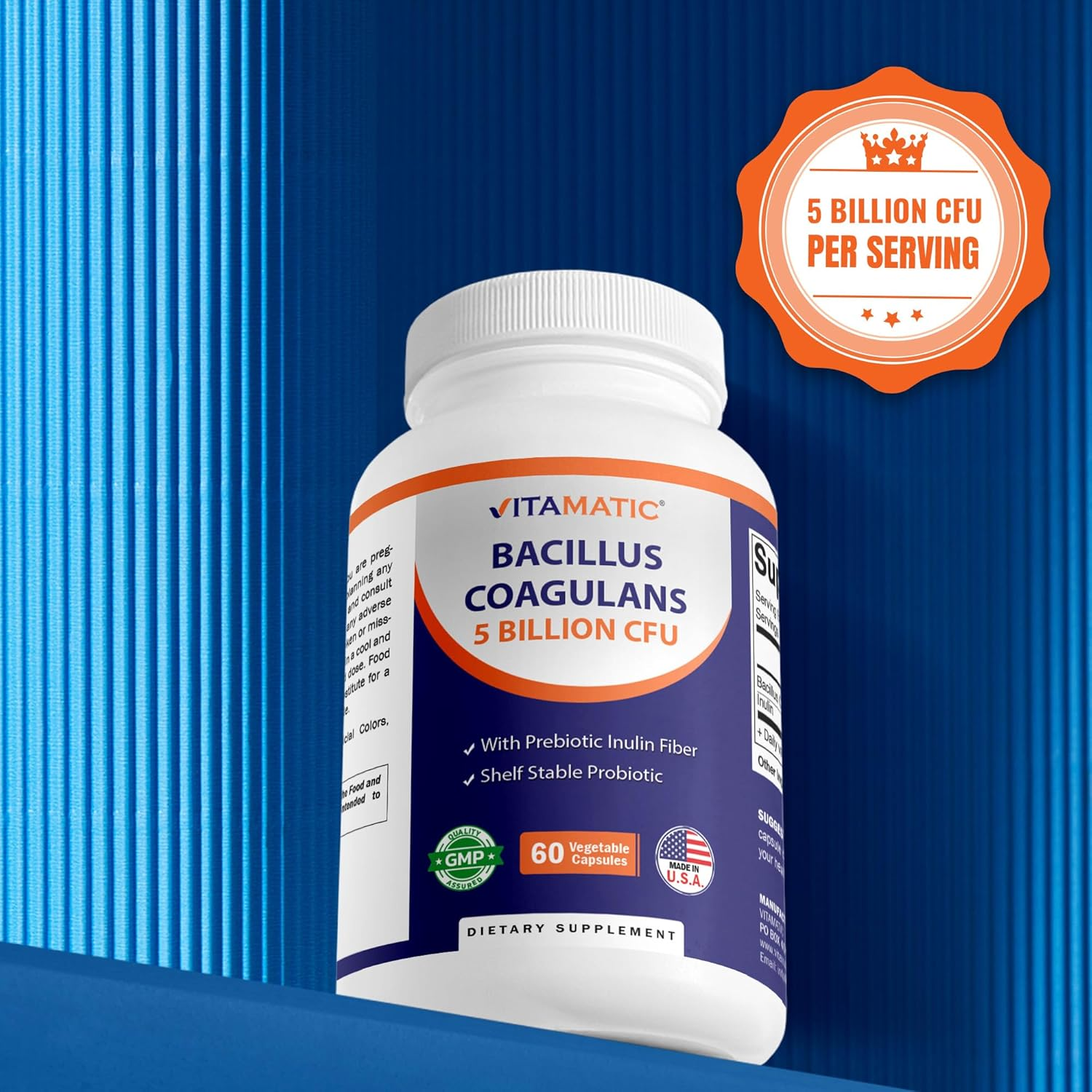 Vitamatic Bacillus Coagulans Shelf Stable Probiotic Supplement - Promote GI Digestive Health - 60 Vegetable Capsules - Survives Stomach Acids image number 5