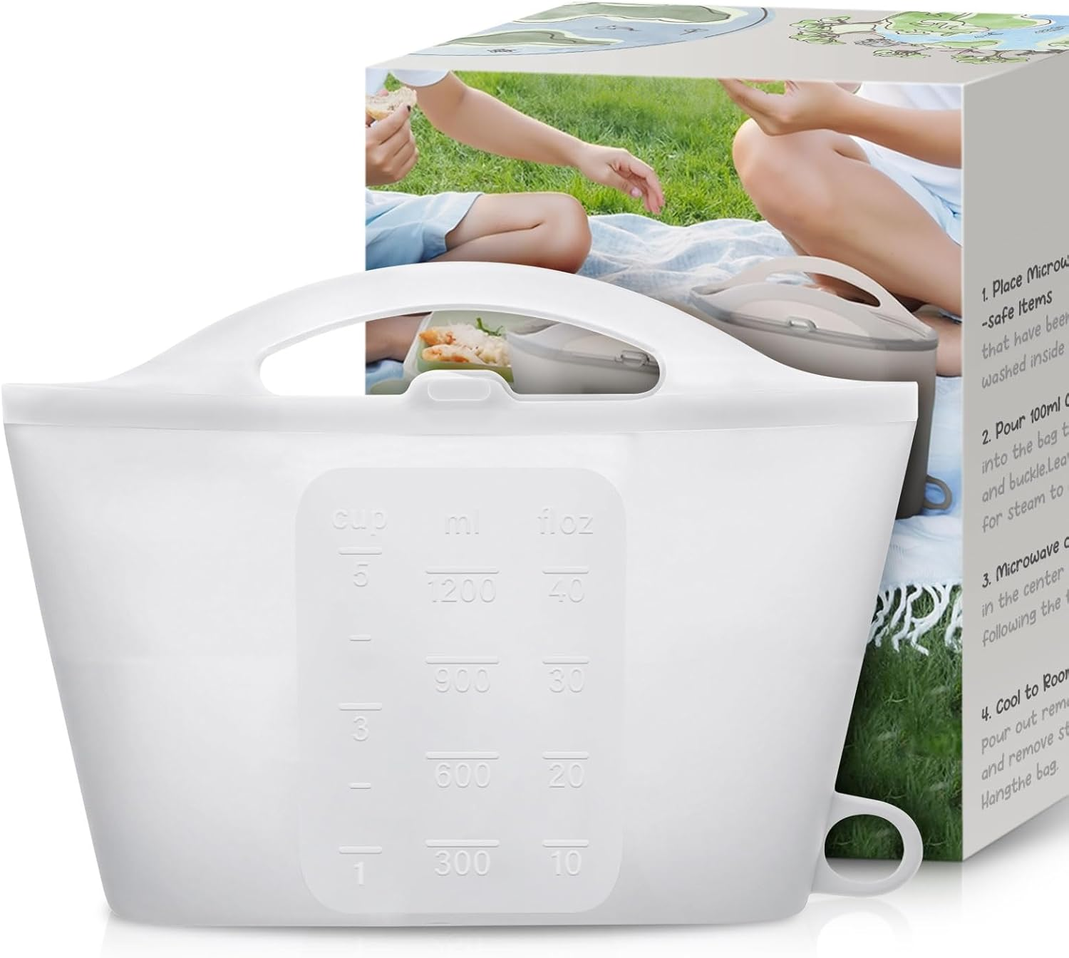 Silicone Microwave Steriliser Bag - 1200Ml Microwave Steam Sterilizer Bags for Baby Bottles, Breast Pump Parts & Other Toddler Accessories, Reusable Sterilizing Bag for Home and Travel image number 4