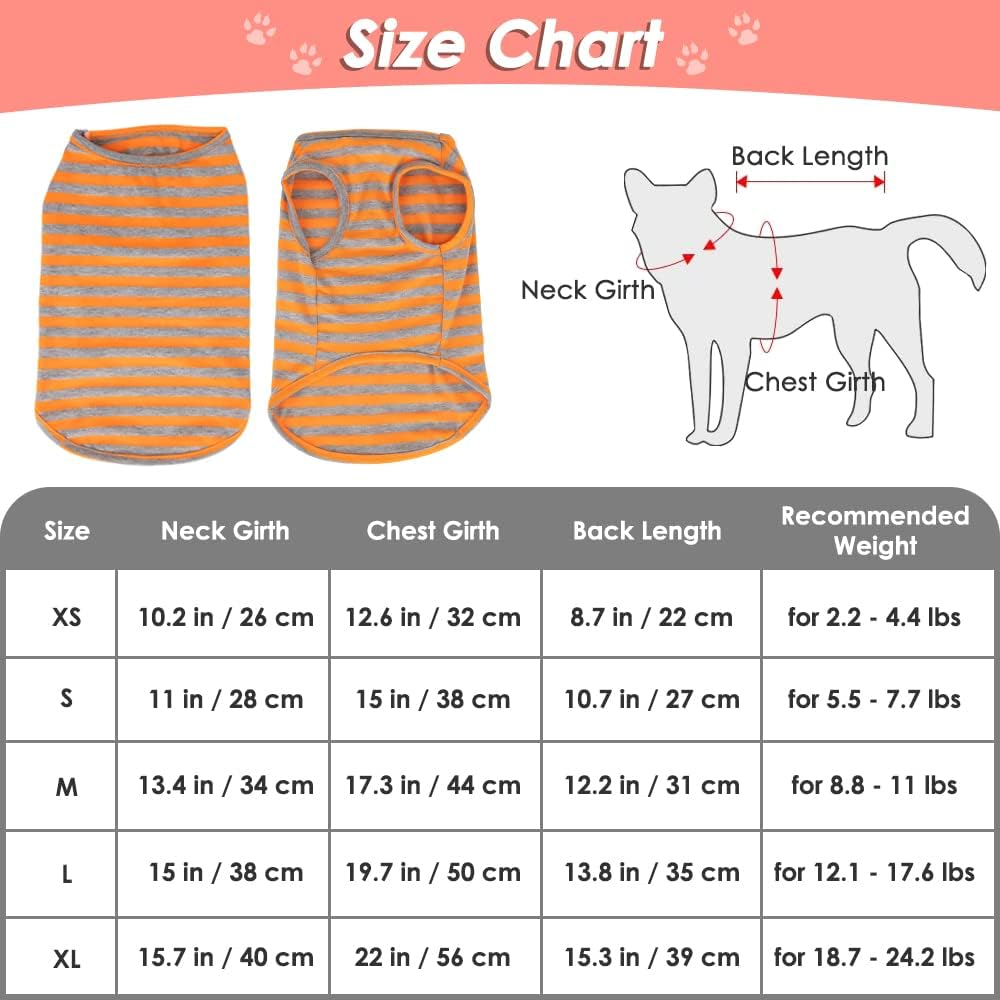 Slowton Dog Shirts Cotton Striped T-Shirts, Breathable Basic Vest Dog Clothes Sweatshirt for Small to Medium Dogs, Fashion & Cute Color for Boys and Girls image number 5