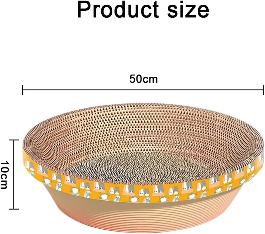 TOMVAES Cat Scratcher Bowl-Shaped Plate Thicken Corrugated Paper Cardboard Nest, Pets Supplier Reversible Kitty Scratching Pad Lounge Bed Interactive Toy,Furniture Protection Training Toy(50Cm) image number 1