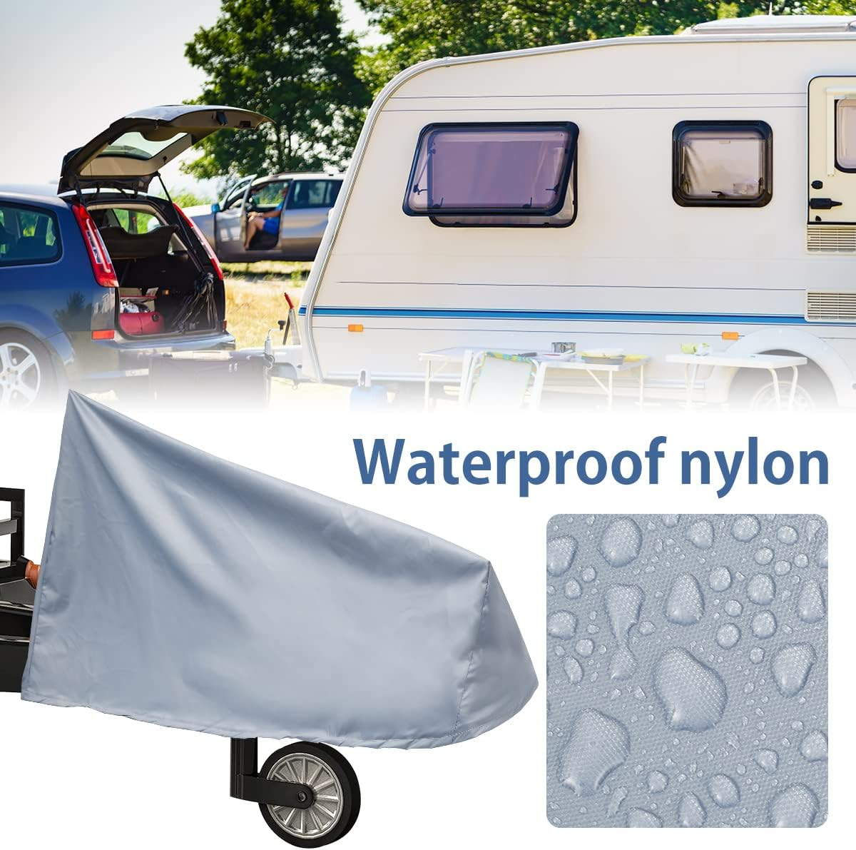 Caravan Hitch Cover Universal Trailer Jack Cover Waterproof Dust-Proof Tow Hitch Protection Cover Breathable Heavy-Duty Tow Hitch Cover for Caravans Motorhomes Trailer Pouywh(Grey) image number 3