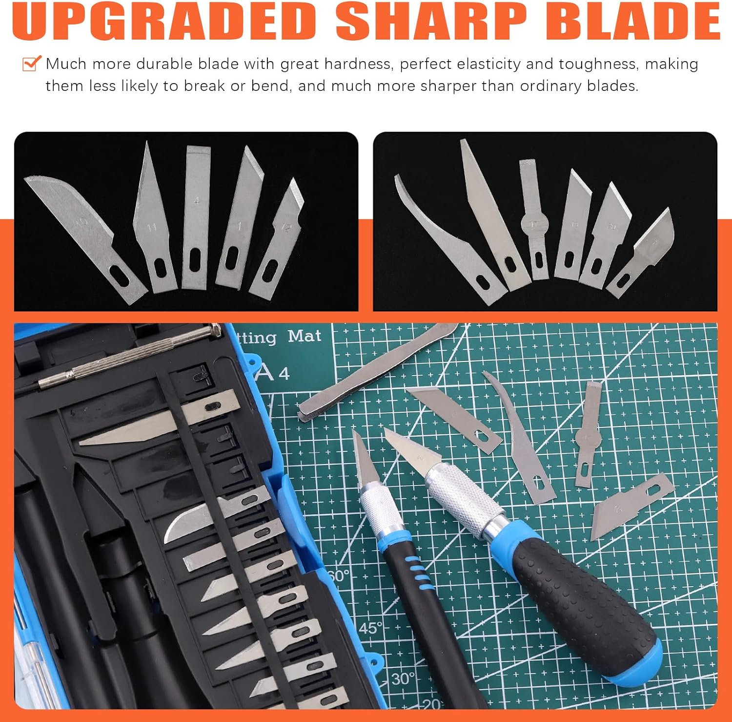 Tanstic 18Pcs Precision Craft Hobby Knife Set, Hobby Knife Blades with Craft Knife Handles for Scrapbooking, Modeling, Art Work, Wood & Leather Working image number 1