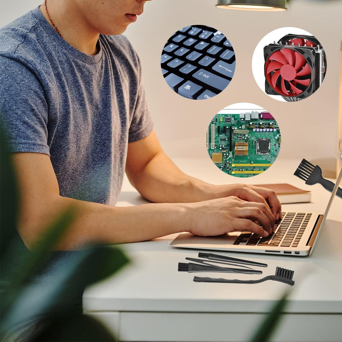 6PCS Precision Cleaning Brushes, Crevice Cleaning Brush for Computers,Keyboards, Pcbs,Vents,Car Interior,Window Track