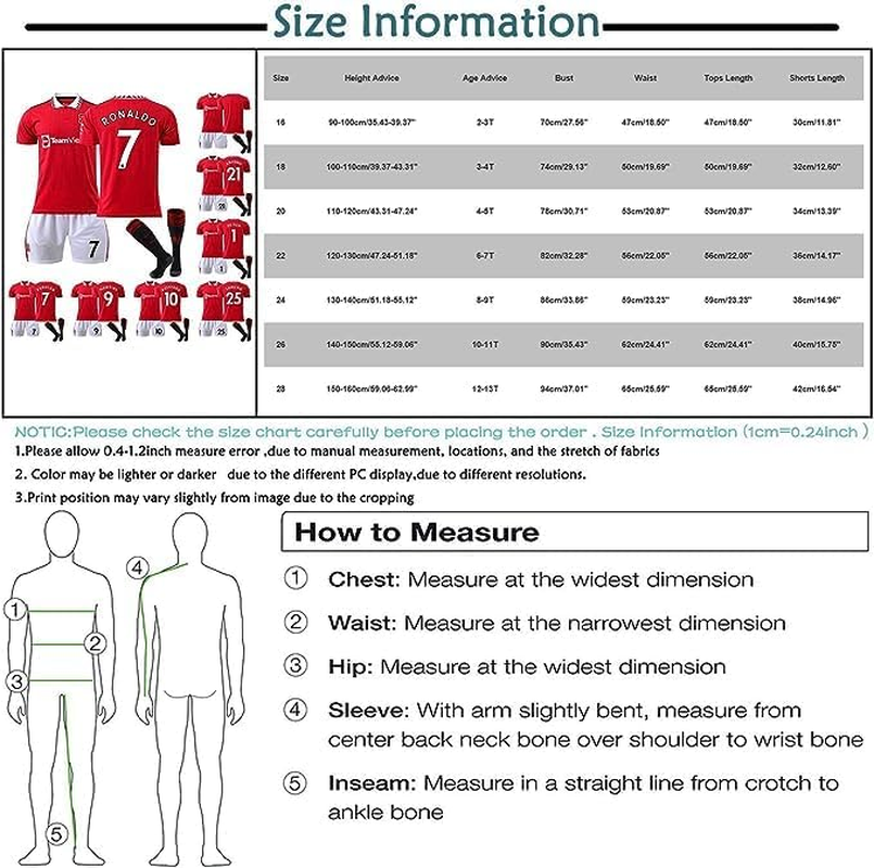 New 2021-2022 Kids Soccer Jersey # 7 Ro-Naldo Red White Fan Jersey Top+Shorts+Socks Set image number 1