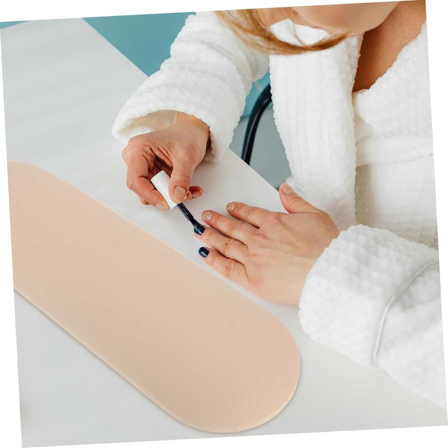 Manicure Hand Rest Cushion Milk Tea Color Nail Art Pillow for Comfortable Arm Support Easy to Clean Design for Salon Home Use for Nail Technicians and DIY Enthusiasts image number 6