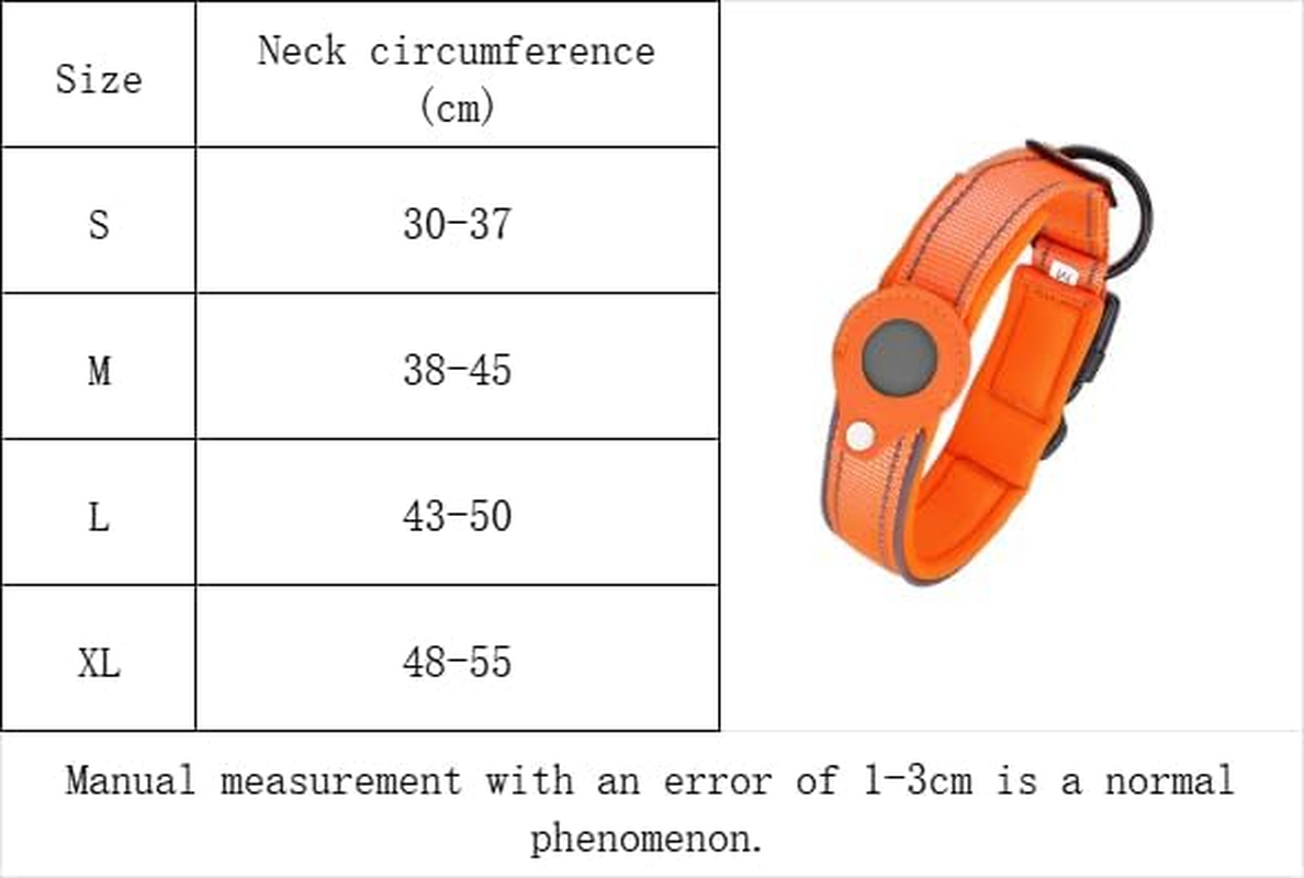 Soft Breathable Padded Leather Dog Collar with Airtag Holder, Heavy Duty Dog Collar with Metal Buckle for Medium Large Dogs (Orange, XL) image number 5