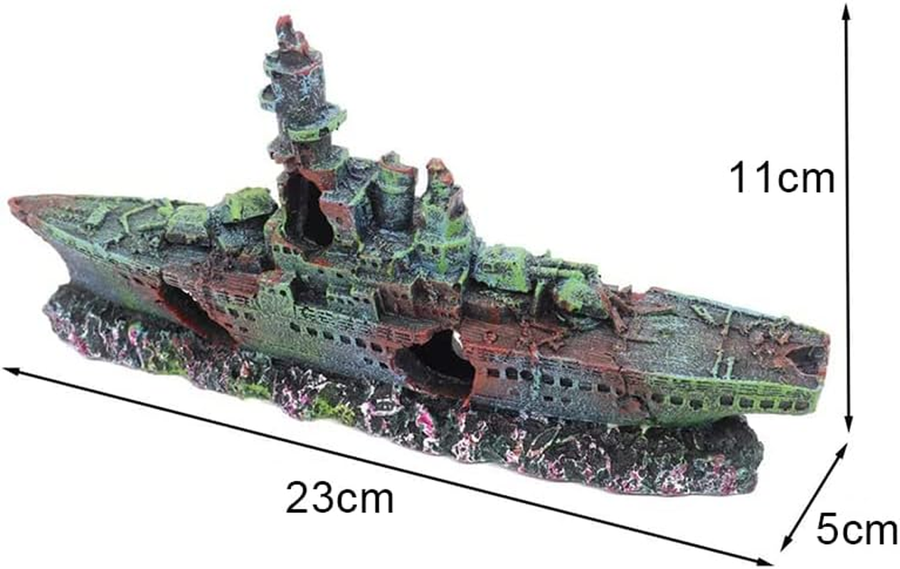AIMALL Aquarium Shipwreck Decorations Fish Tank Ornaments, Aquarium Shipwreck Ship Fish Tank Resin Sunken Ship Fishing Hiding Pot Decor,Eco-Friendly for Freshwater Saltwater Aquarium Decorations image number 6