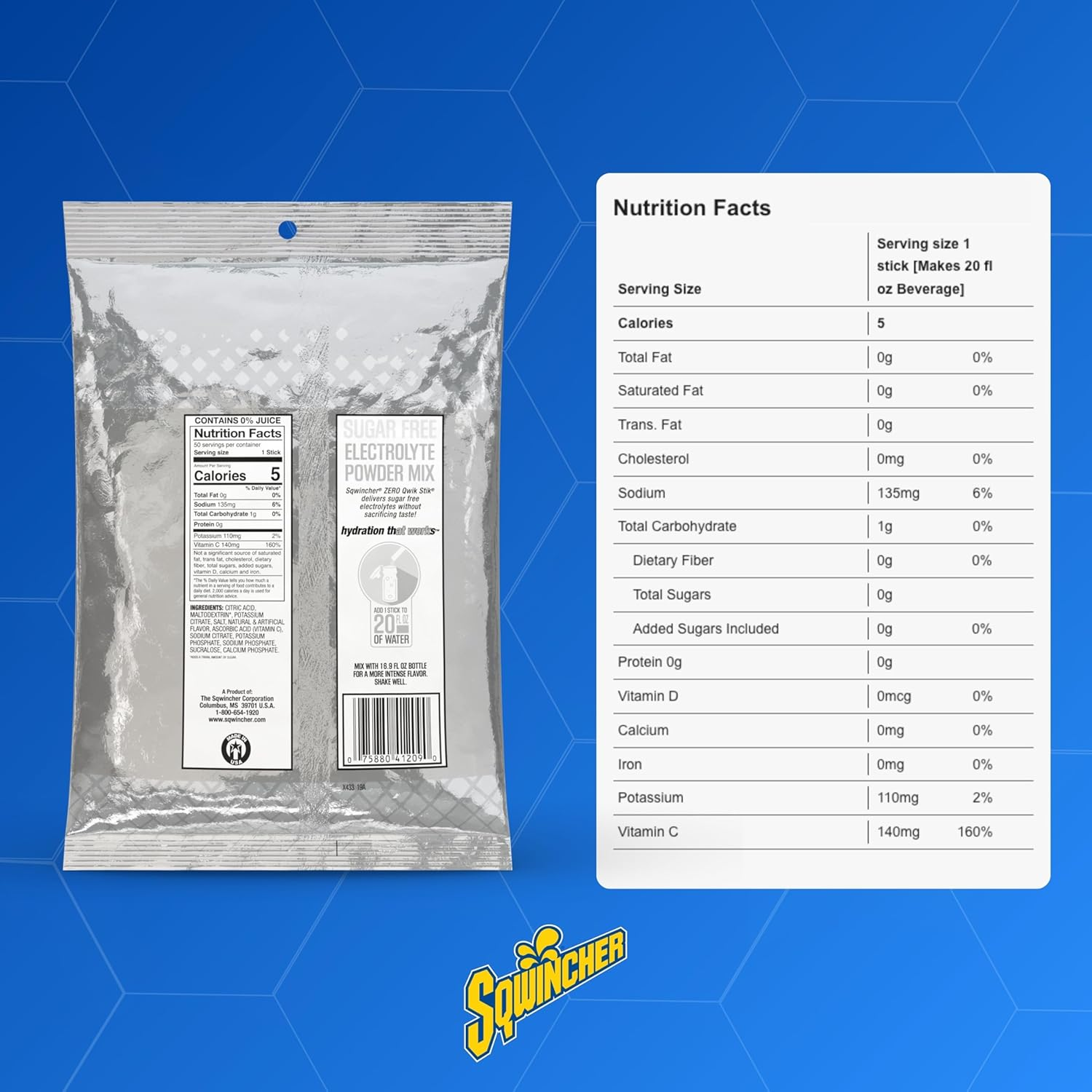 Sqwincher Qwik Stiks, Cool Citrus (Packs of 50)