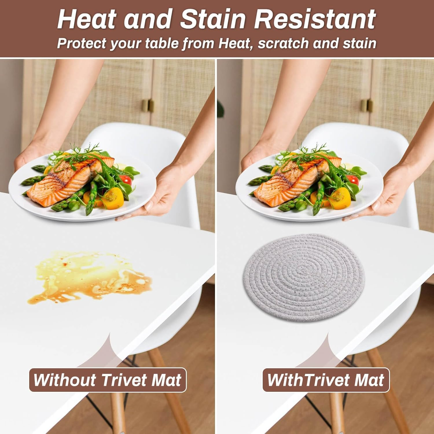 Billbotk 8'' Trivets Hot Dishes, Hot Pots and Pans, 6 Heat Resistant Hot Pads, Pot Holders Kitchen, Hot Plate Mats Kitchen Countertops, Table, Home Essentials New Home and Farmhouse Decor image number 5