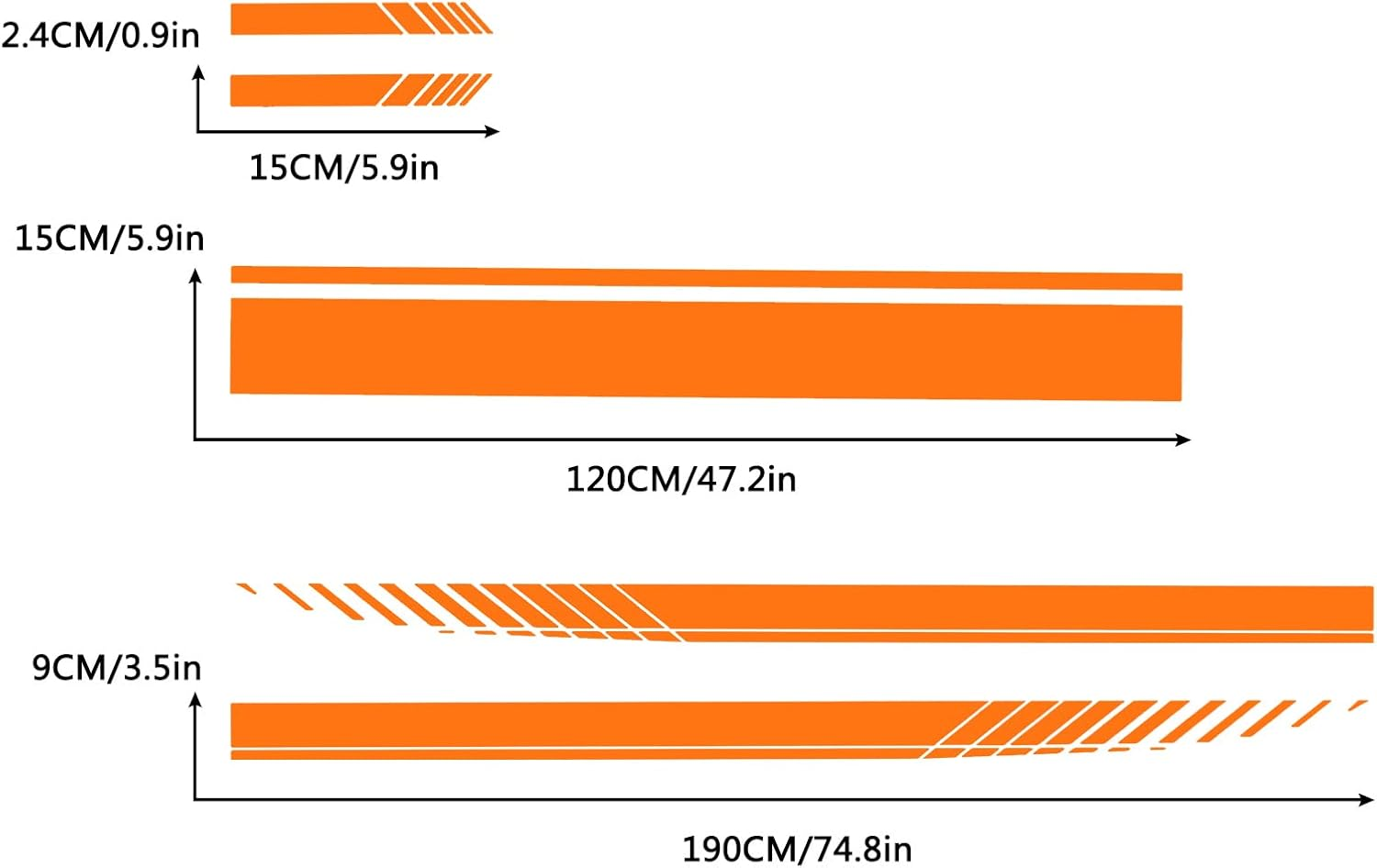 5PCS Car Hood Car Body Rearview Mirror Modified Sport Style Stripe Sticker Graphic Vinyl Racing Stripe Decal Decoration Accessories Sticker for Cars Orange - Grey image number 7