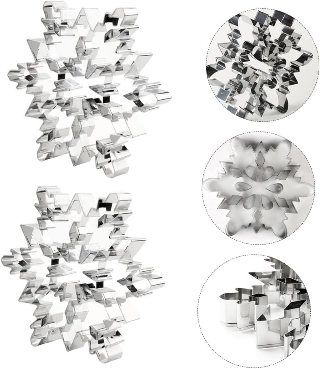 2Pcs Stainless Steel Snowflake Cookie Mold Fun Fondant Baking Tool for Creative Christmas Treats Easy to Clean and Reusable Design for Home Bakers and Boys and Girls image number 4