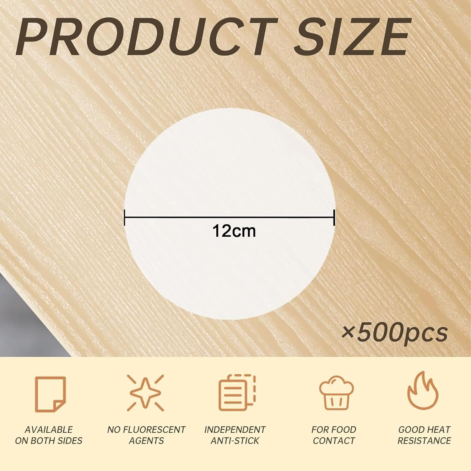 Yamibobo 500PCS Hamburger Patty Paper, round (12Cm/4.8 Inch), 500 Sheets X Burger Patty Paper