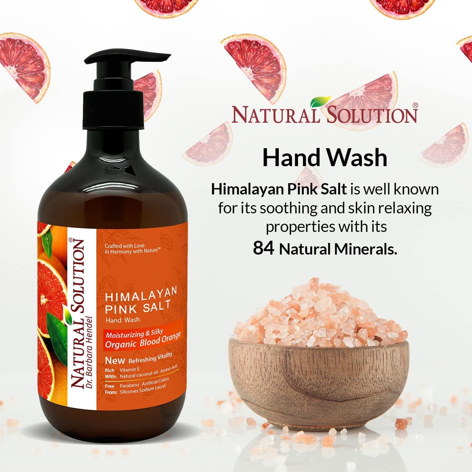 Natural Solution Himalayan Pink Salt Liquid Hand Soap,Moisturizing & Nourshing,Marula Oil - 14 Oz image number 1