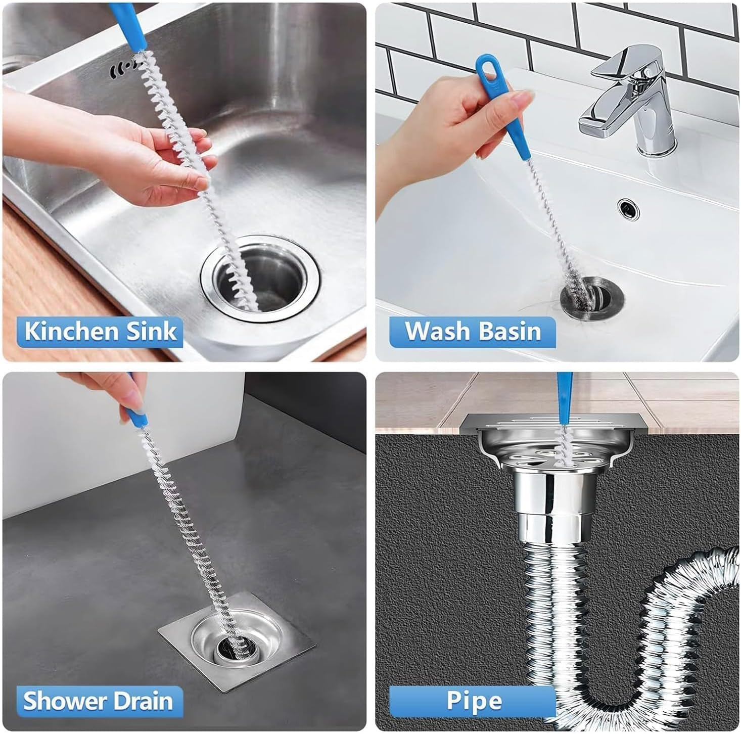 Drain Unclogged Snake Plumbing Tool - 200CM Sewer Toilet Dredge, 60CM Sink Clog Remover, 70CM Hair Clog Tool, 6-In-1 image number 5