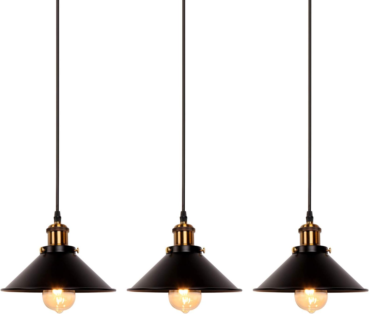Newrays Industrial Retro Black Iron Kitchen Restaurant Bar Balcony Hanging Pendant Light (2 Pack)