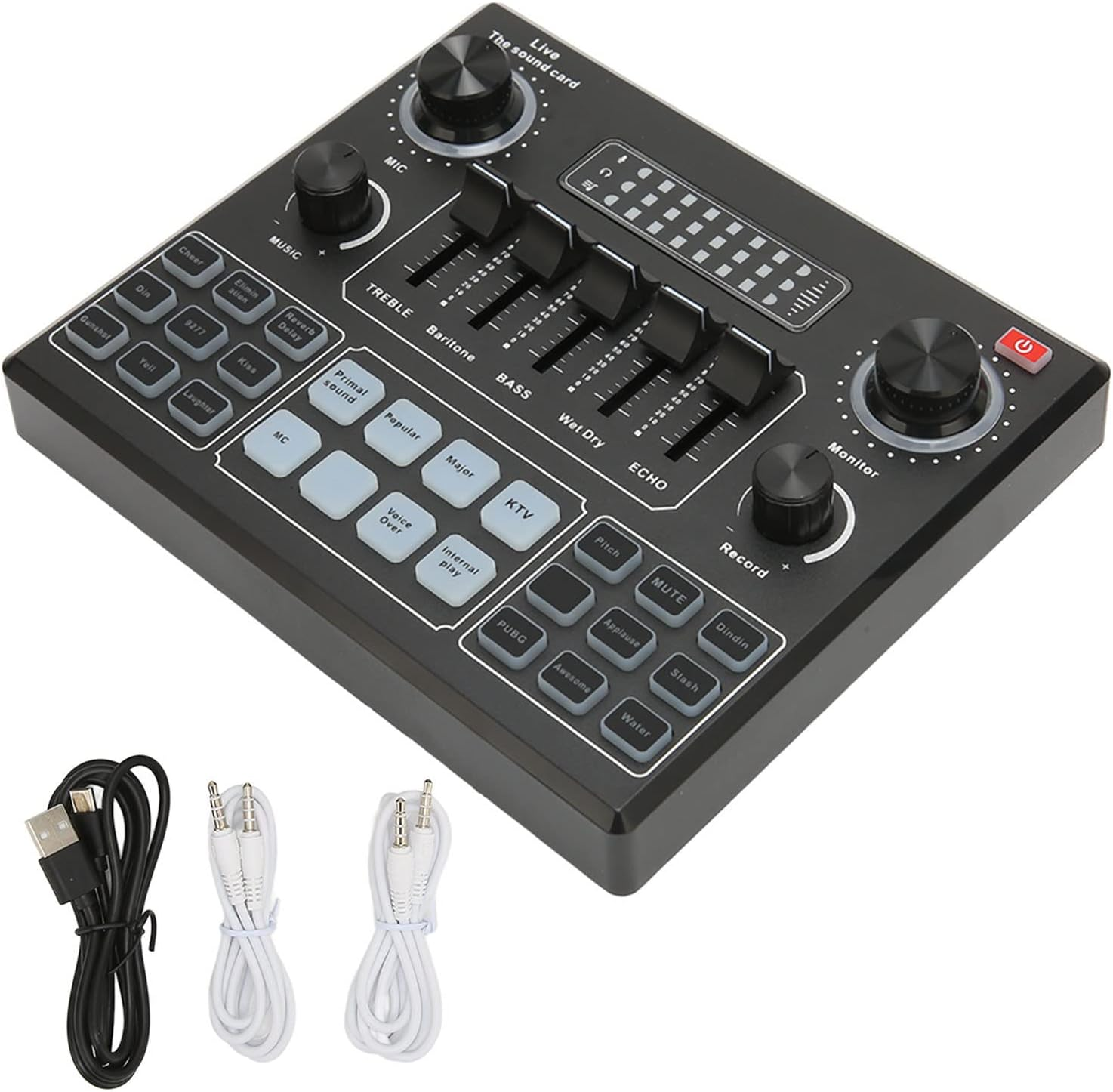 Live Sound Card Kit,Multiple Sound Effects Voice Changing Live Sound Card,For Phone, PC, Computer, Tablet, for PS4, For, External Mini Sound Mixer Board