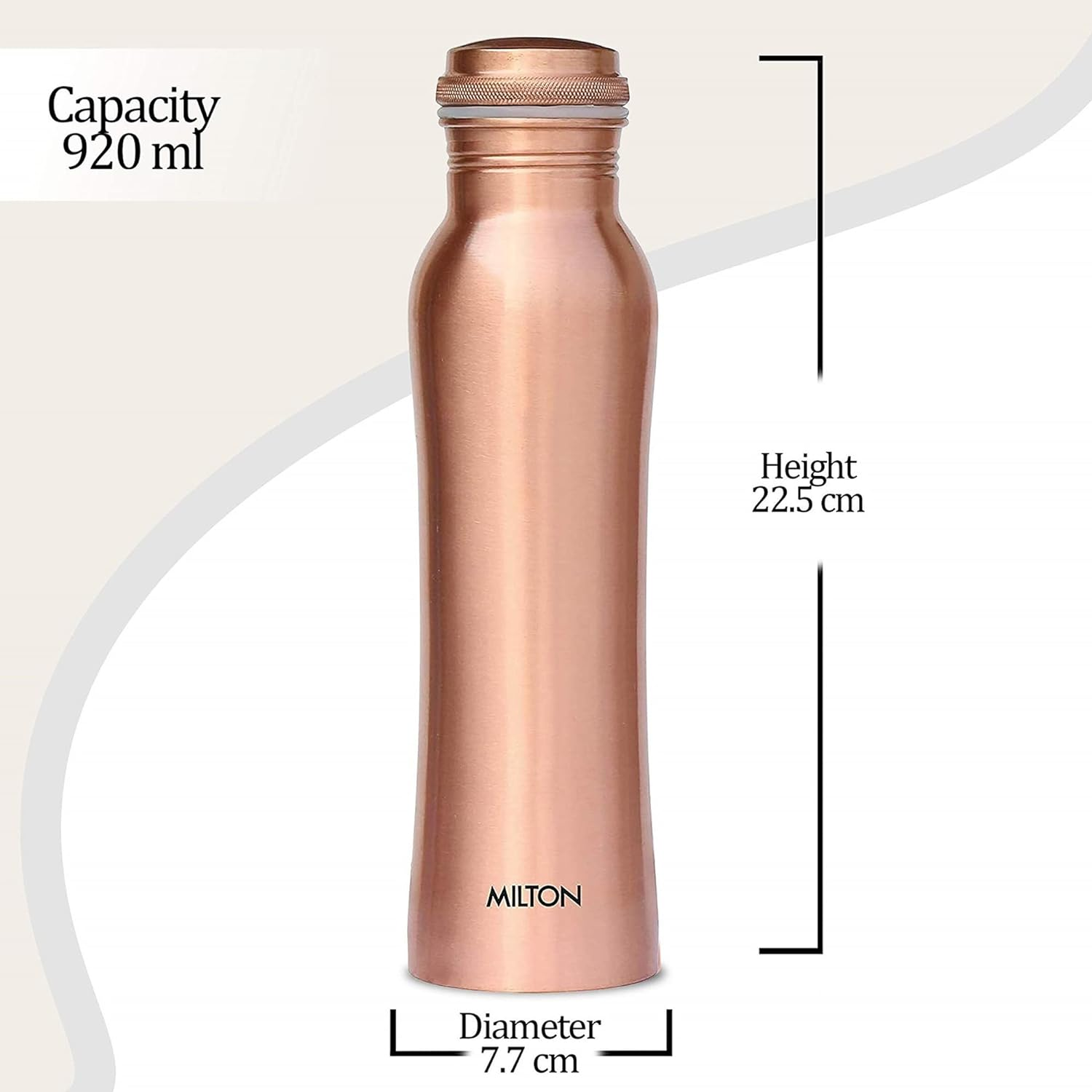 Milton Copper Water Bottle 34 Oz Extra Large - an Ayurvedic Pure Copper Vessel, Drink More Water, Lower Your Sugar Intake and Enjoy the Health Benefits Immediately- 920 Ml Copperas image number 1