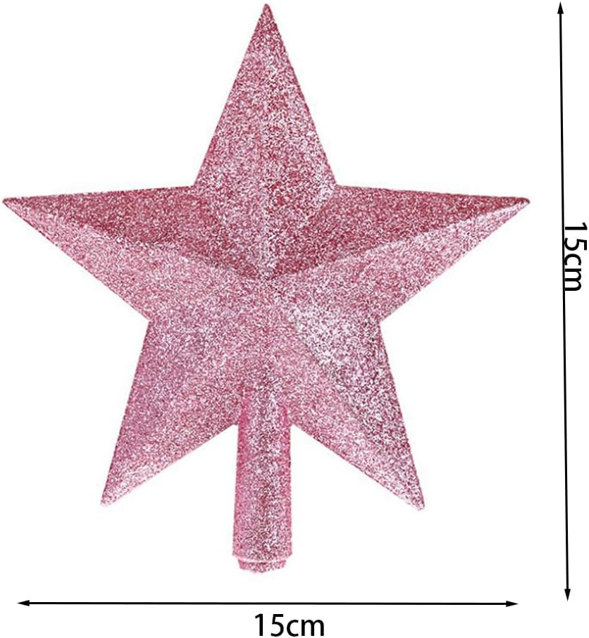 15CM Tree Top Star Christmas Decorations Glitter Tree Top Star Christmas Tree Topper Small Christmas Tree Decoration Treetop for Holiday Ornament, Pink image number 5