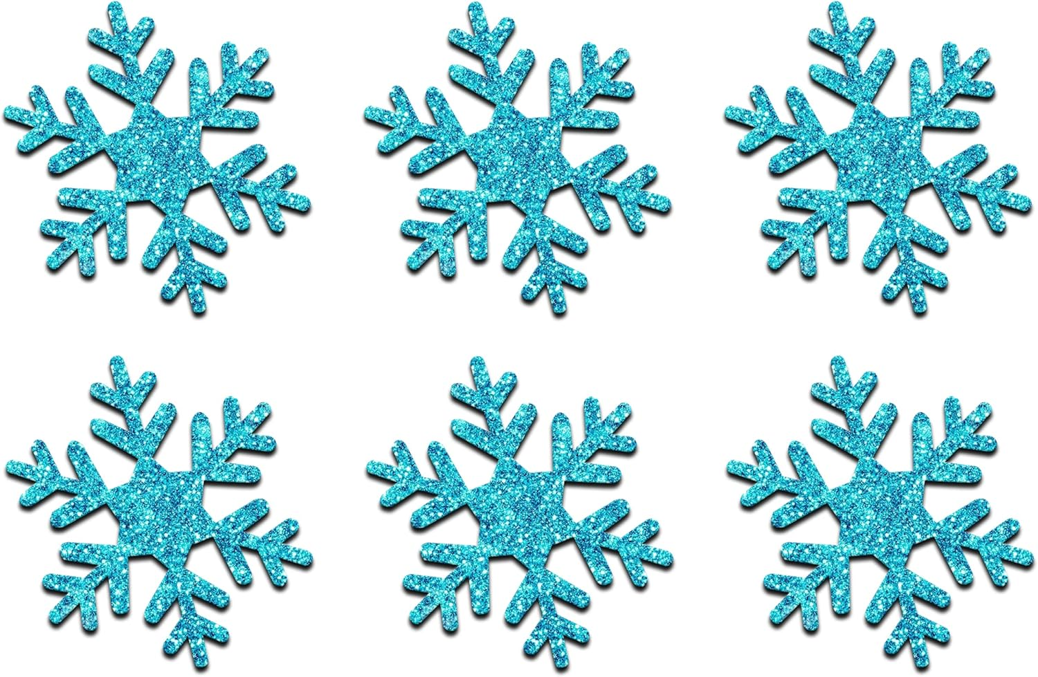 (Blue) - Blue 5 Pack = 15 Glitter 5.1Cm Snowflake Iron-On
