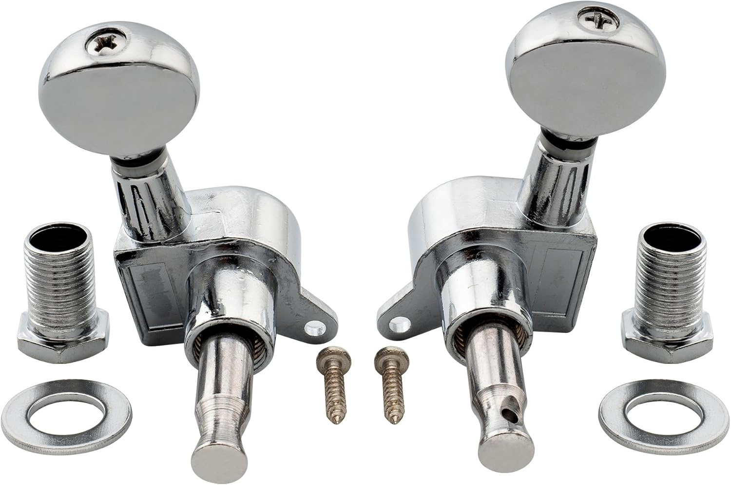 Musiclily 3L3R Sealed Guitar Tuners Tuning Pegs Machine Heads Set for Electric Acoustic Folk Guitar, Chrome Vintage Oval Button image number 4