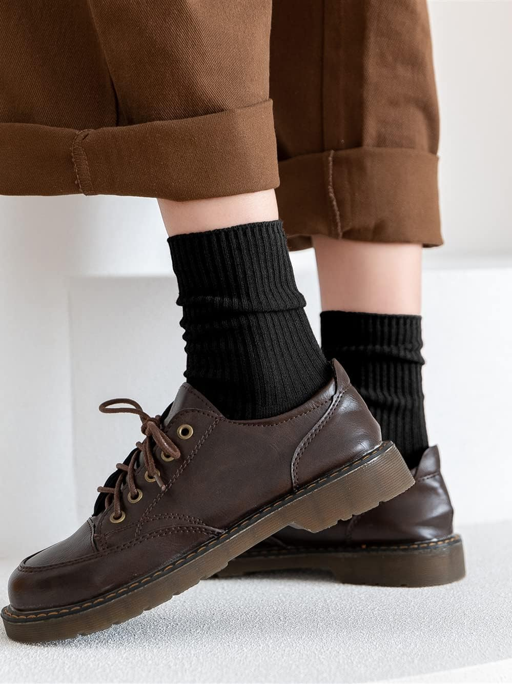 ACCFOD Womens Cute Crew Socks Casual Athletic Aesthetic Socks Neutral Cotton Socks for Women Granola Girls Clothes image number 2