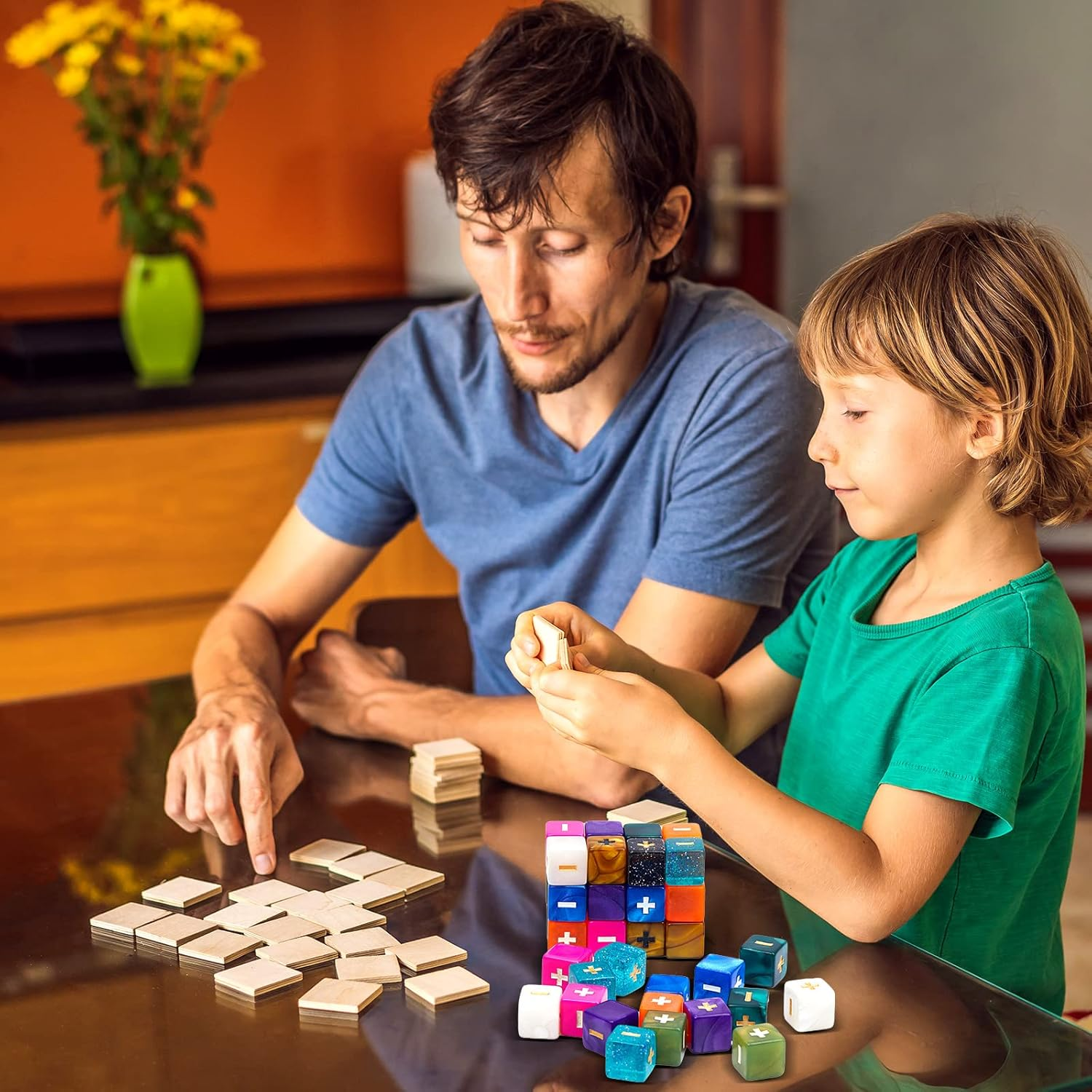 Sumind 40 Pcs Fudge Dice with 2 Black Velvet Bags plus minus Dice Multicolored Acrylic Dice Toys with Plus, Minus, and Blank Sides for Kids Classroom Teacher Teaching Games Props, 10 Colors image number 5